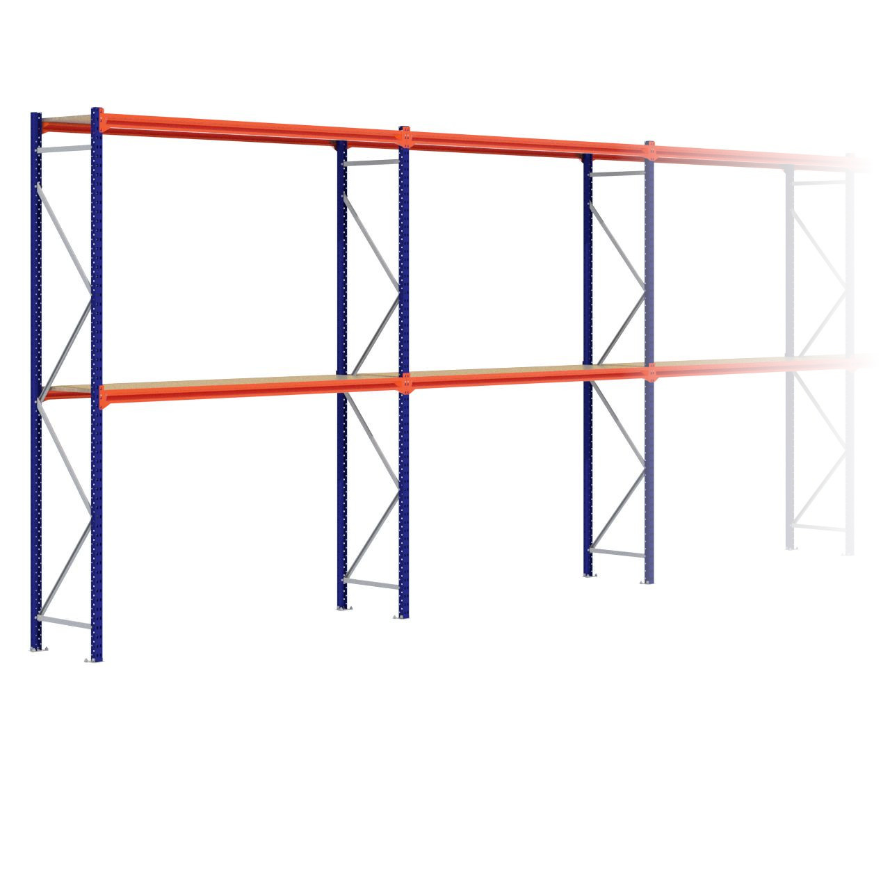 Grootvakstelling 3.000 mm x 16.200 mm x 600 mm (HxLxD) - 2 niveaus