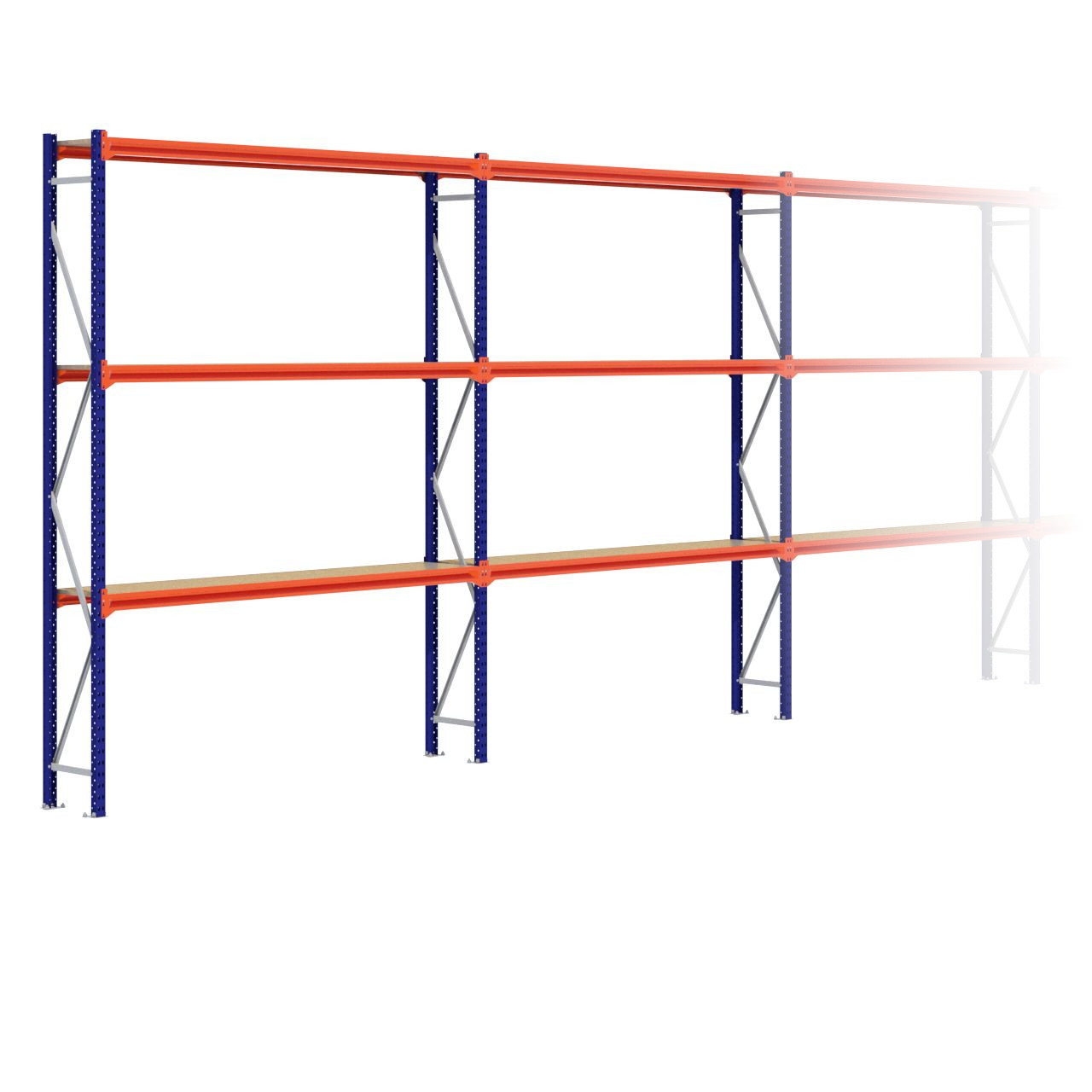 Grootvakstelling 3.000 mm x 23.100 mm x 400 mm (HxLxD) - 3 niveaus
