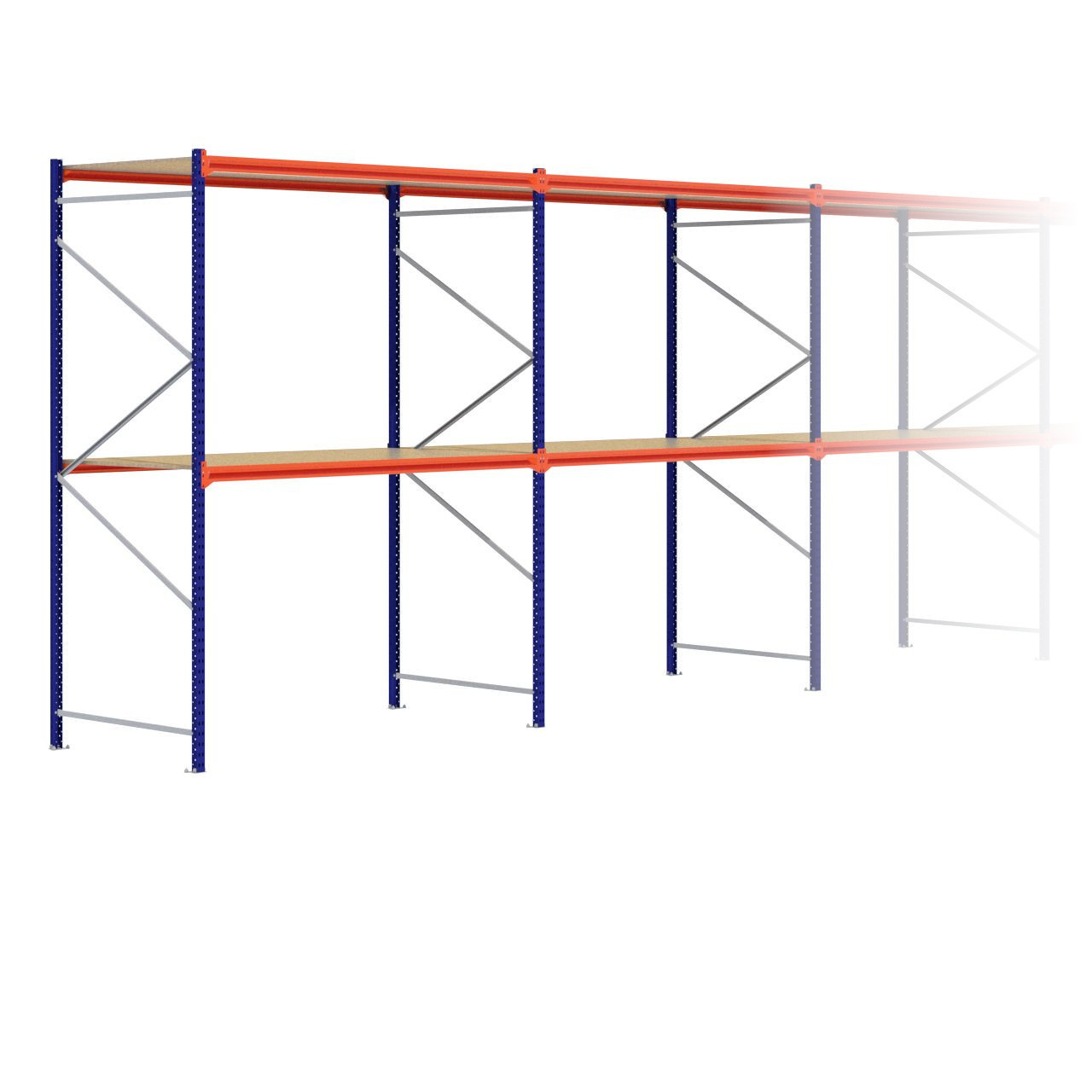 Grootvakstelling 3.000 mm x 23.100 mm x 1.200 mm (HxLxD) - 2 niveaus