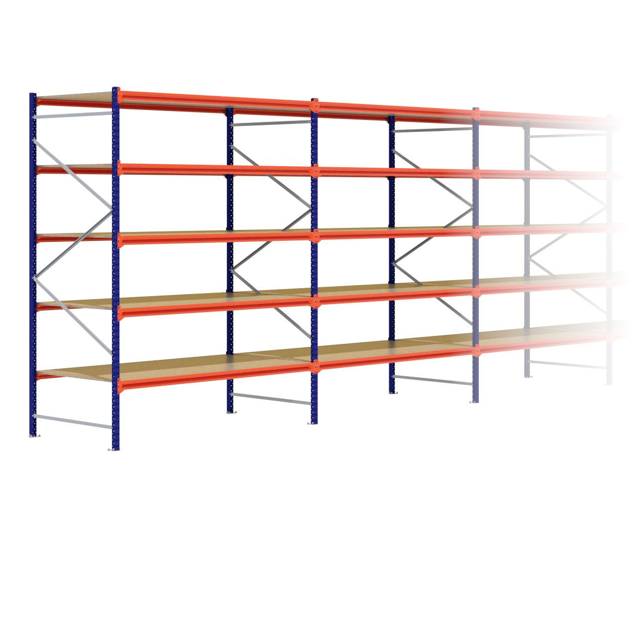 Grootvakstelling 3.000 mm x 23.100 mm x 1.200 mm (HxLxD) - 5 niveaus