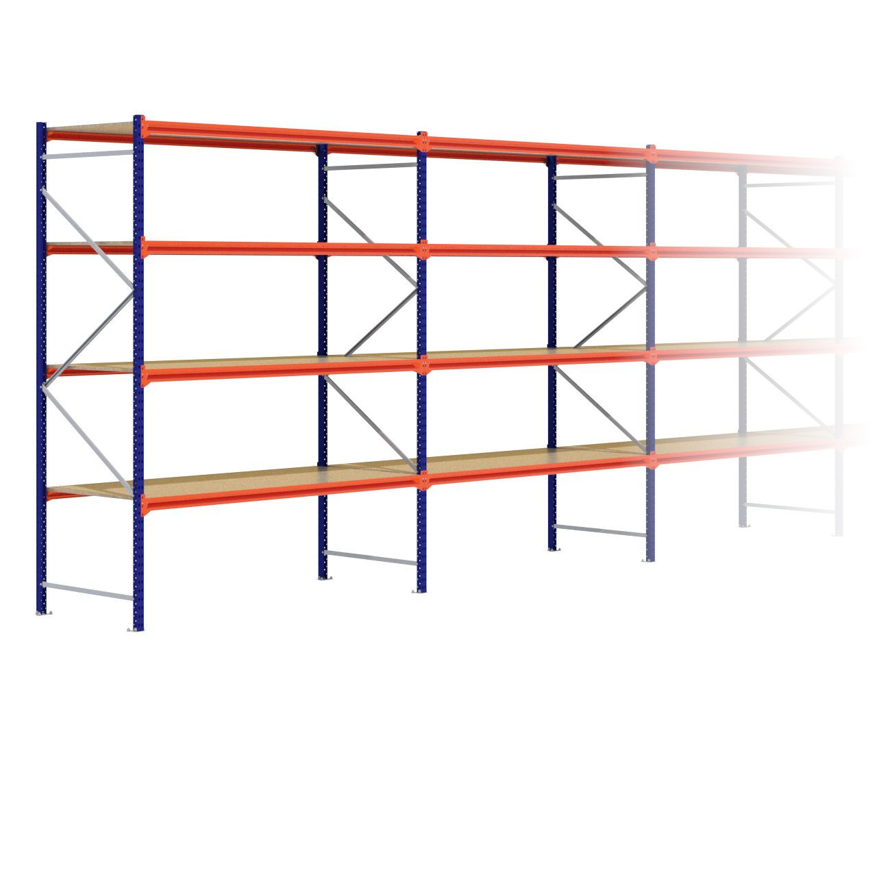 Grootvakstelling 3.000 mm x 23.100 mm x 1.000 mm (HxLxD) - 4 niveaus