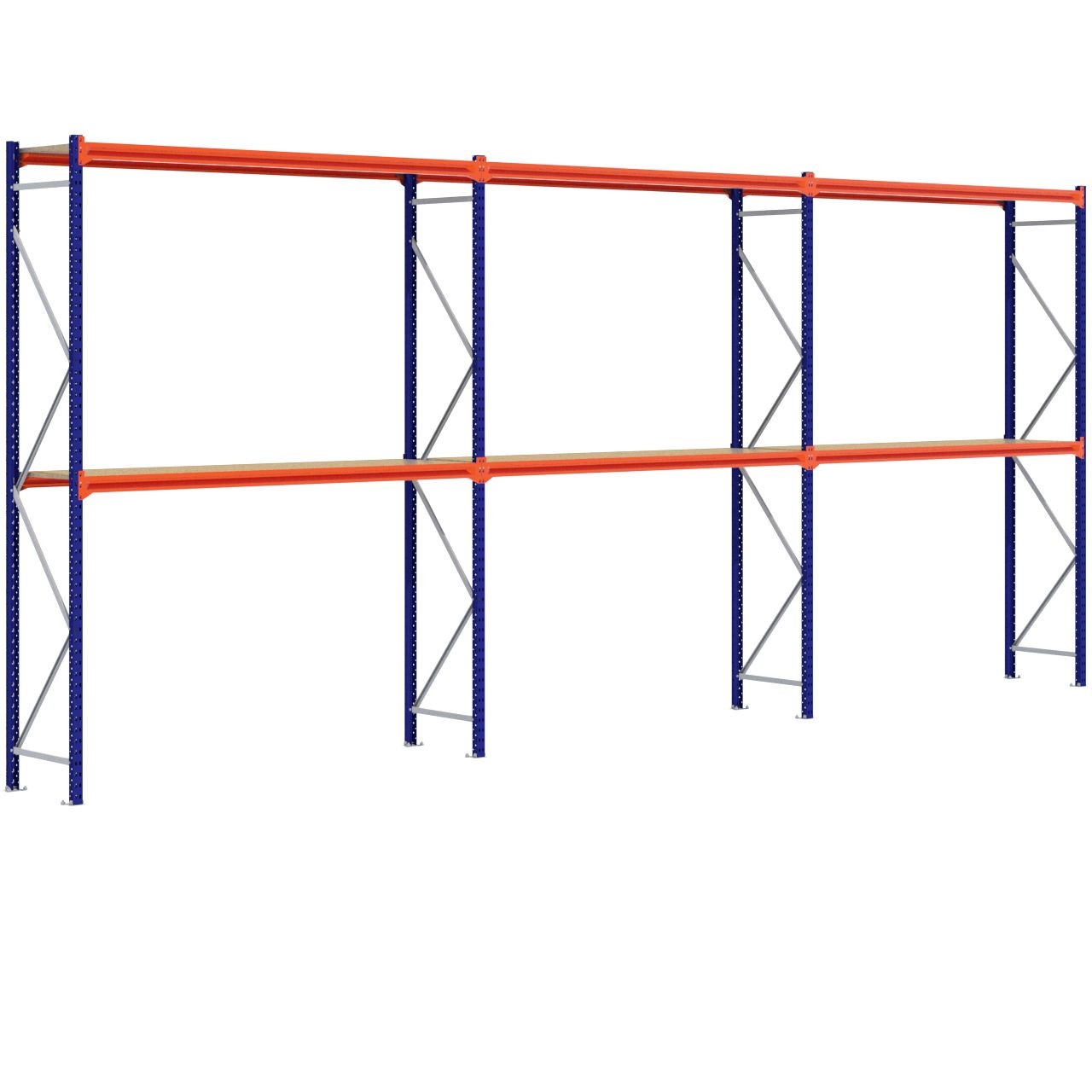 Grootvakstelling 3.000 mm x 7.000 mm x 600 mm (HxLxD) - 2 niveaus (Liggers: 2.250 mm)