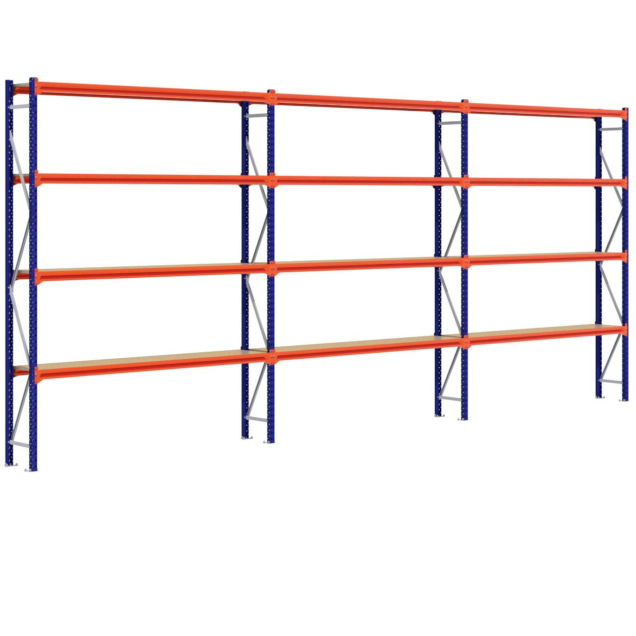 Grootvakstelling 3.000 mm x 7.000 mm x 400 mm (HxLxD) - 4 niveaus (Liggers: 2.250 mm)