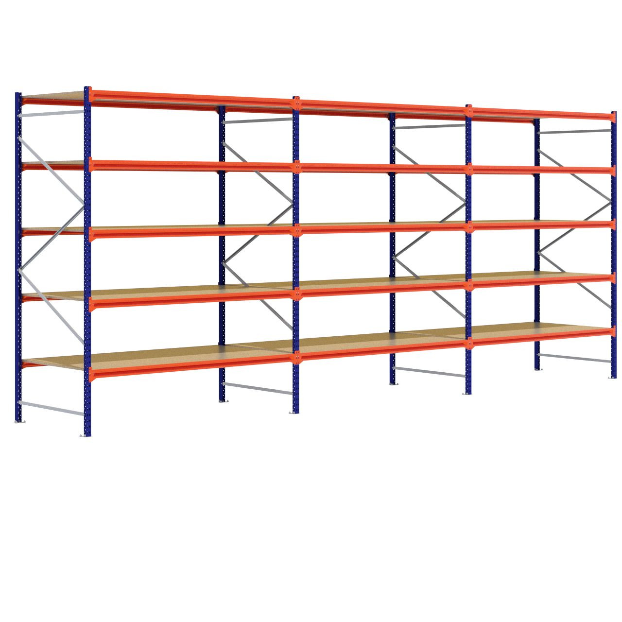 Grootvakstelling 3.000 mm x 7.000 mm x 1.200 mm (HxLxD) - 5 niveaus (Liggers: 2.250 mm)
