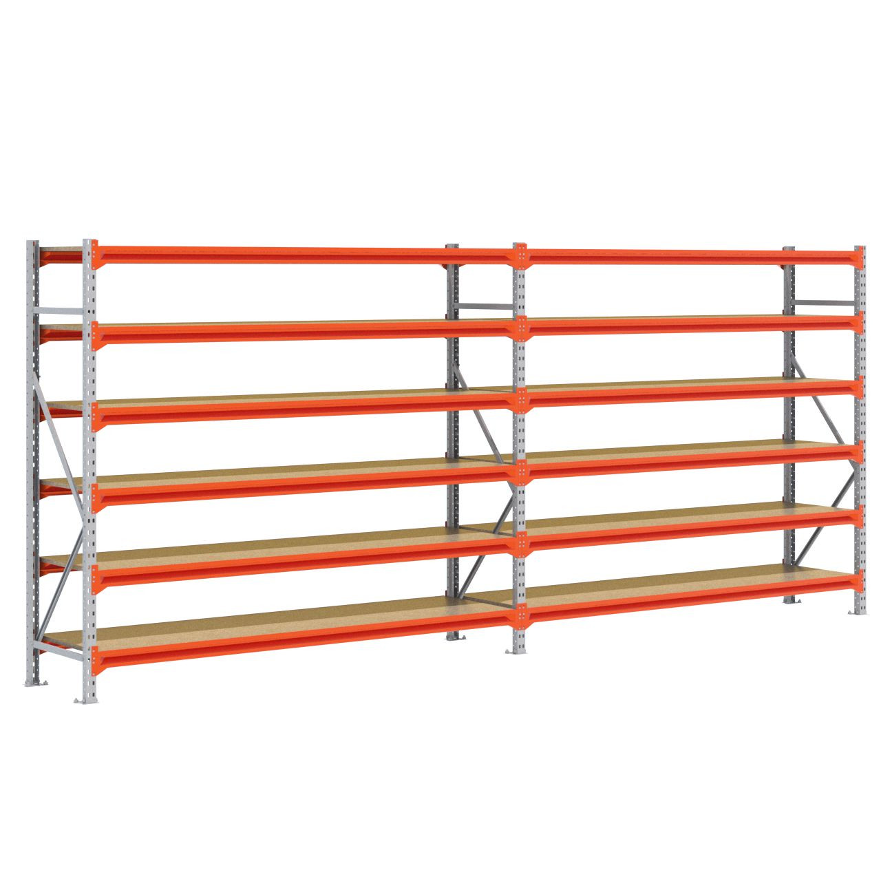 Grootvakstelling 2.000 mm x 4.700 mm x 600 mm (HxLxD) - 6 niveaus GALVA