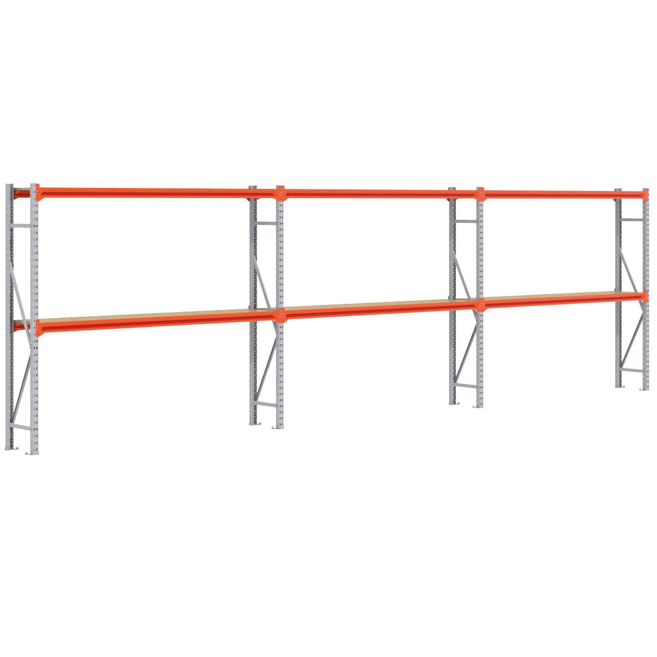 Grootvakstelling 2.000 mm x 7.000 mm x 400 mm (HxLxD) - 2 niveaus GALVA (Ligger 2.250 mm)