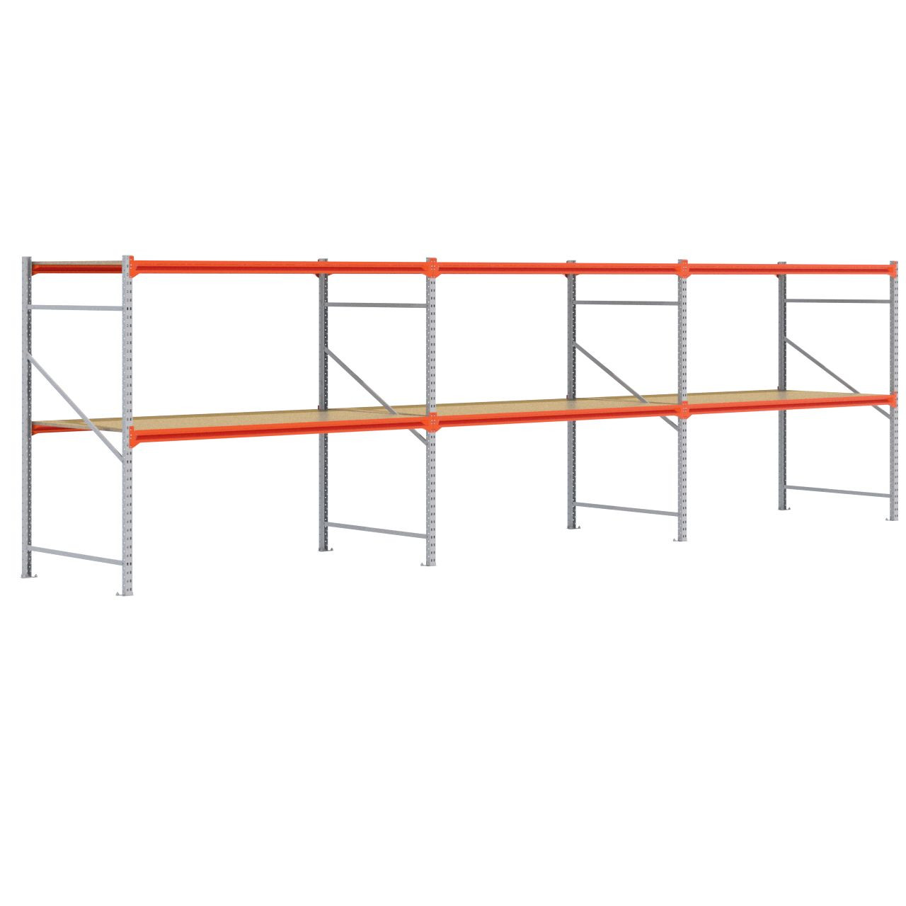 Grootvakstelling 2.000 mm x 7.000 mm x 1.200 mm (HxLxD) - 2 niveaus GALVA (Ligger 2.250 mm)