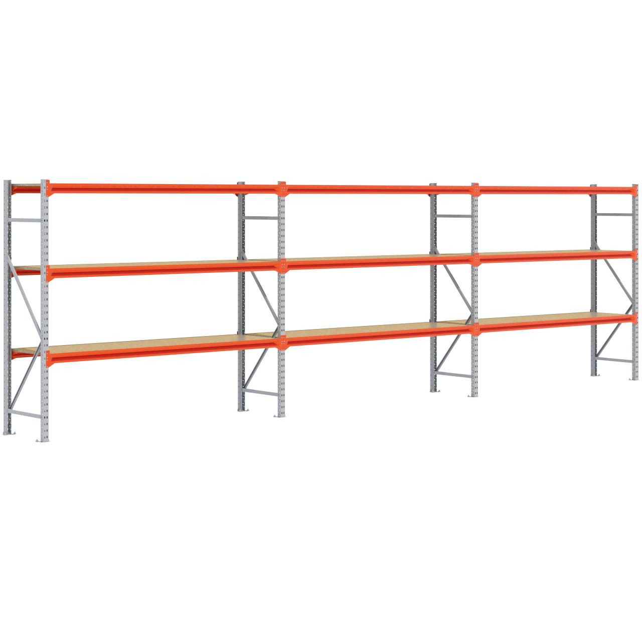 Grootvakstelling 2.000 mm x 7.000 mm x 600 mm (HxLxD) - 3 niveaus GALVA (Ligger 2.250 mm)