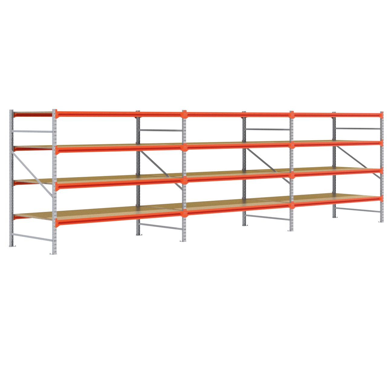 Grootvakstelling 2.000 mm x 7.000 mm x 1.200 mm (HxLxD) - 4 niveaus GALVA (Ligger 2.250 mm)