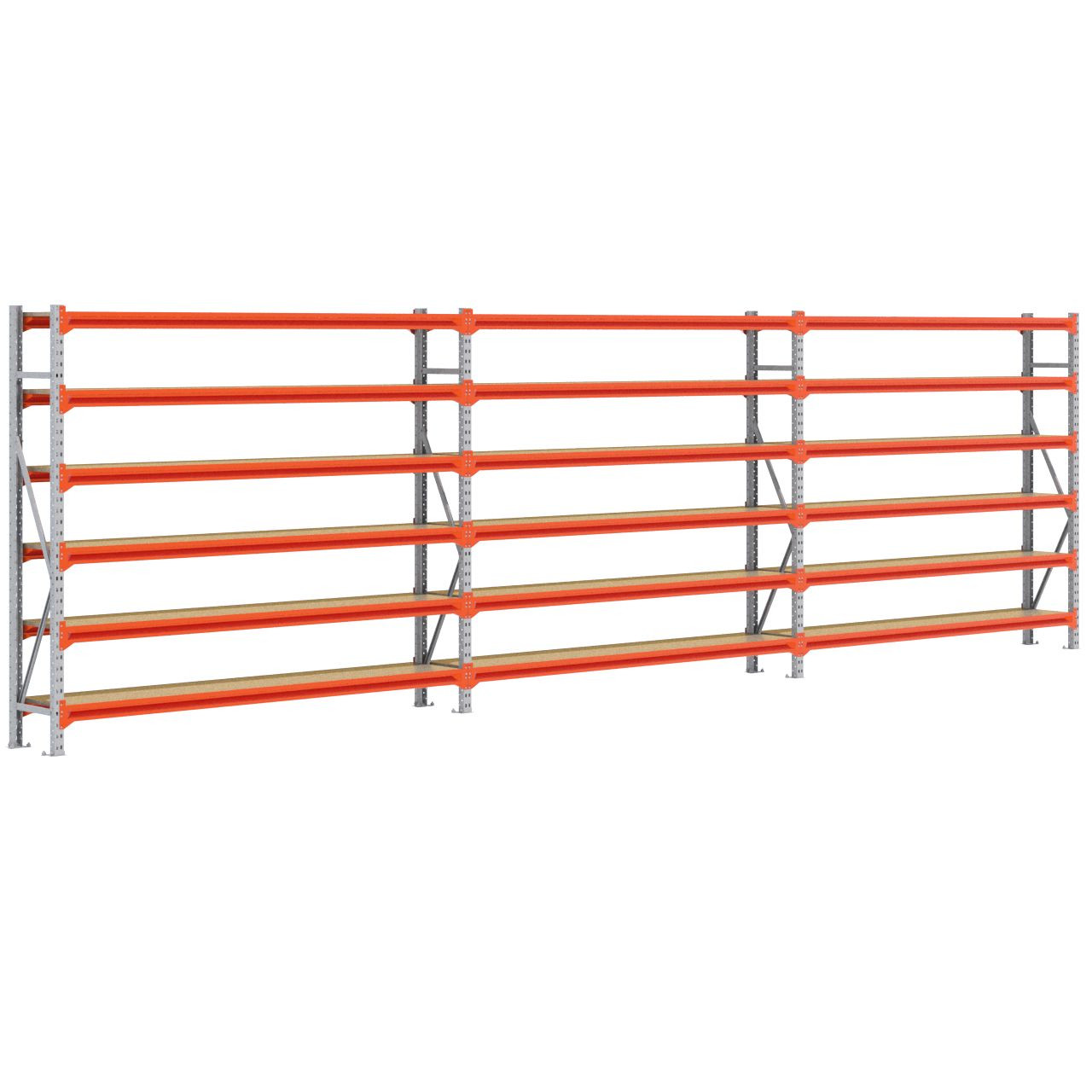 Grootvakstelling 2.000 mm x 7.000 mm x 400 mm (HxLxD) - 6 niveaus GALVA (Ligger 2.250 mm)