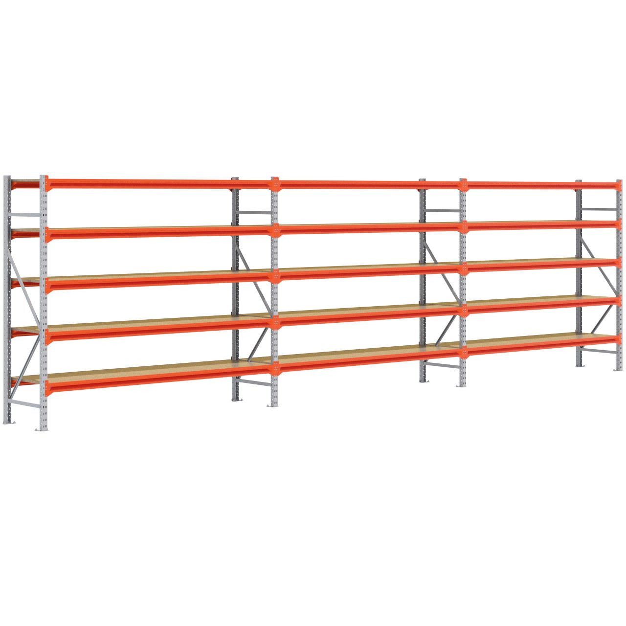 Grootvakstelling 2.000 mm x 7.000 mm x 600 mm (HxLxD) - 5 niveaus GALVA (Ligger 2.250 mm)