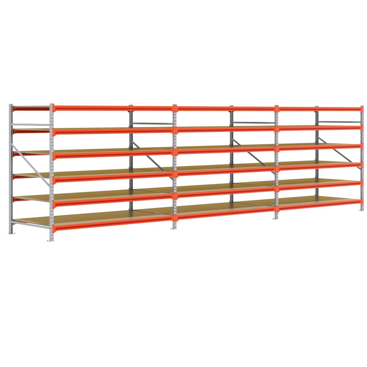 Grootvakstelling 2.000 mm x 7.000 mm x 1.200 mm (HxLxD) - 6 niveaus GALVA (Ligger 2.250 mm)