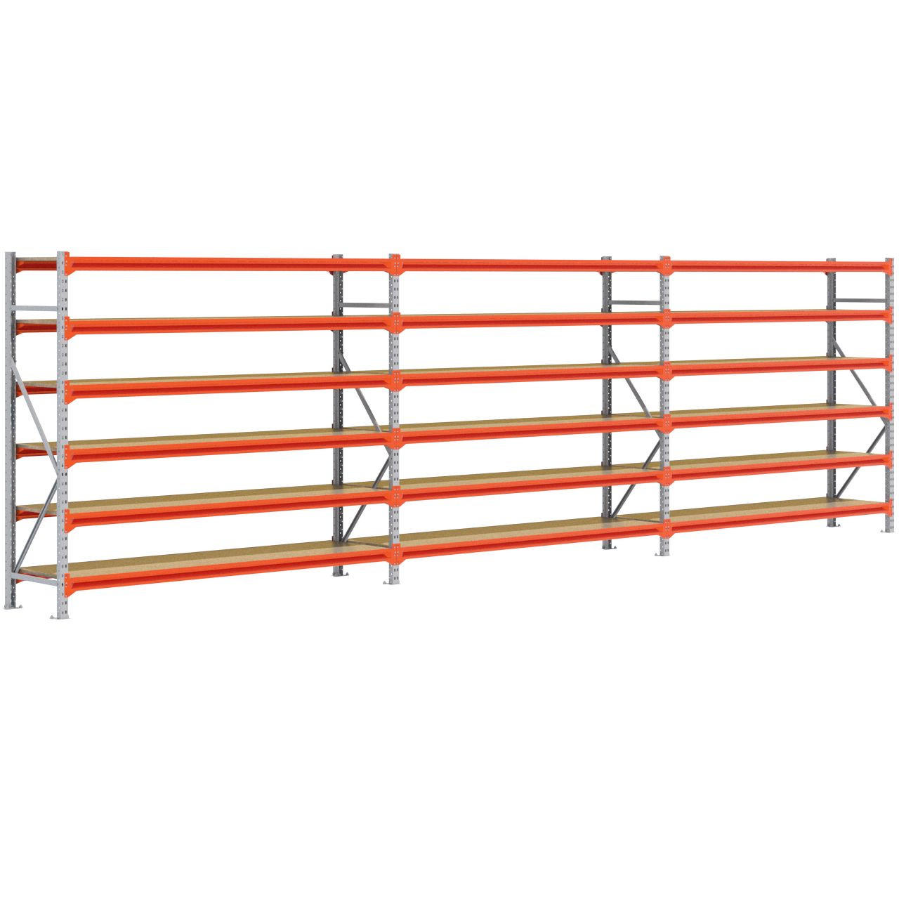 Grootvakstelling 2.000 mm x 7.000 mm x 600 mm (HxLxD) - 6 niveaus GALVA (Ligger 2.250 mm)