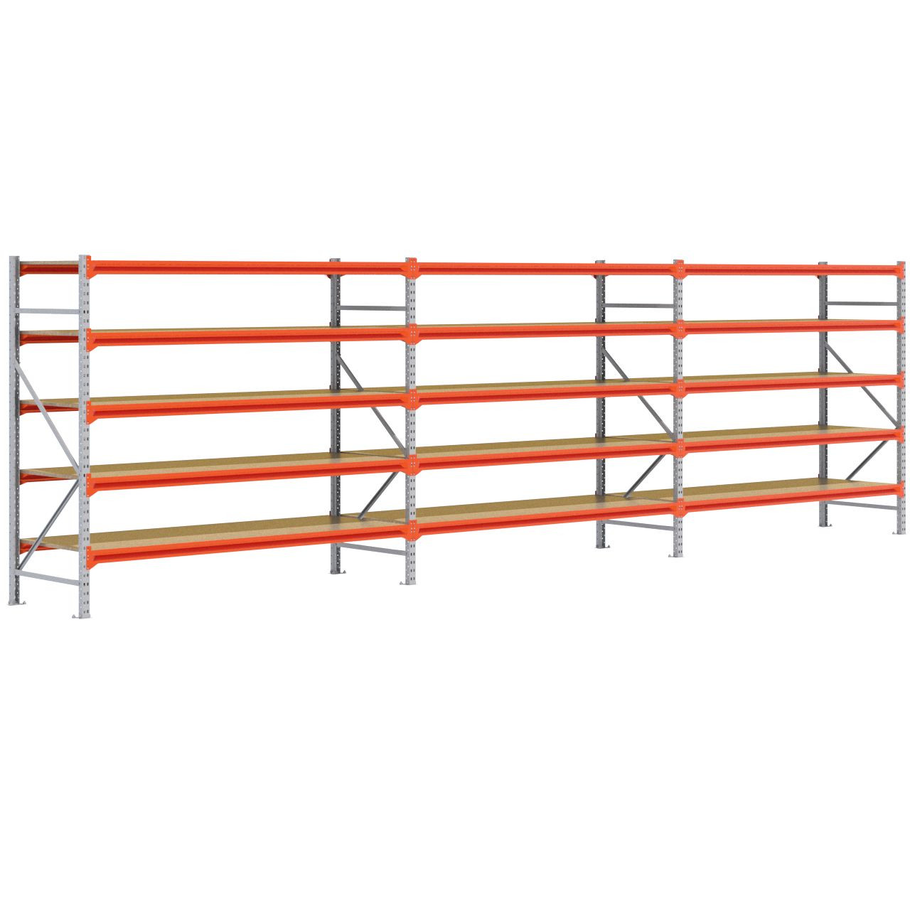 Grootvakstelling 2.000 mm x 7.000 mm x 800 mm (HxLxD) - 5 niveaus GALVA (Ligger 2.250 mm)