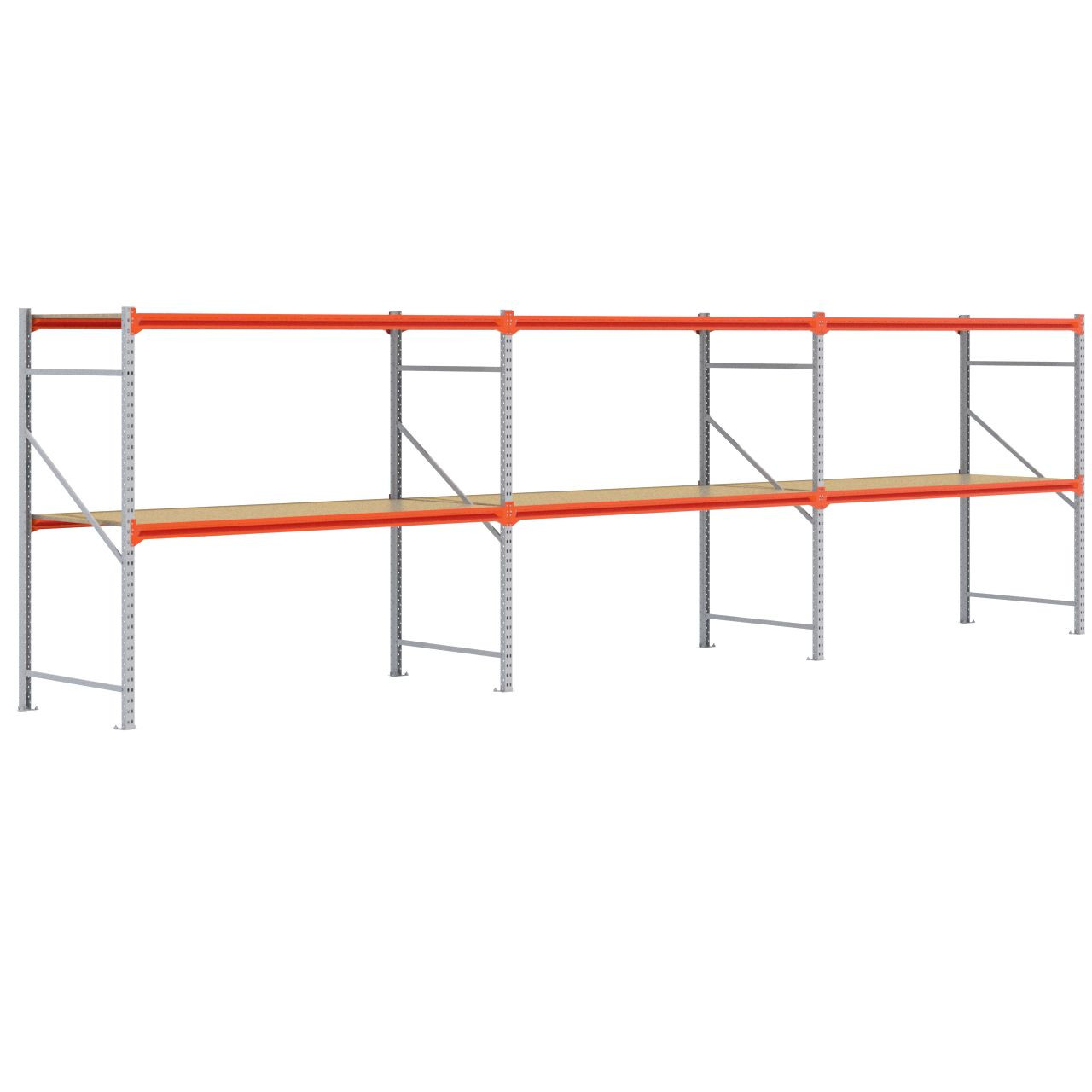 Grootvakstelling 2.000 mm x 7.000 mm x 1.000 mm (HxLxD) - 2 niveaus GALVA (Ligger 2.250 mm)