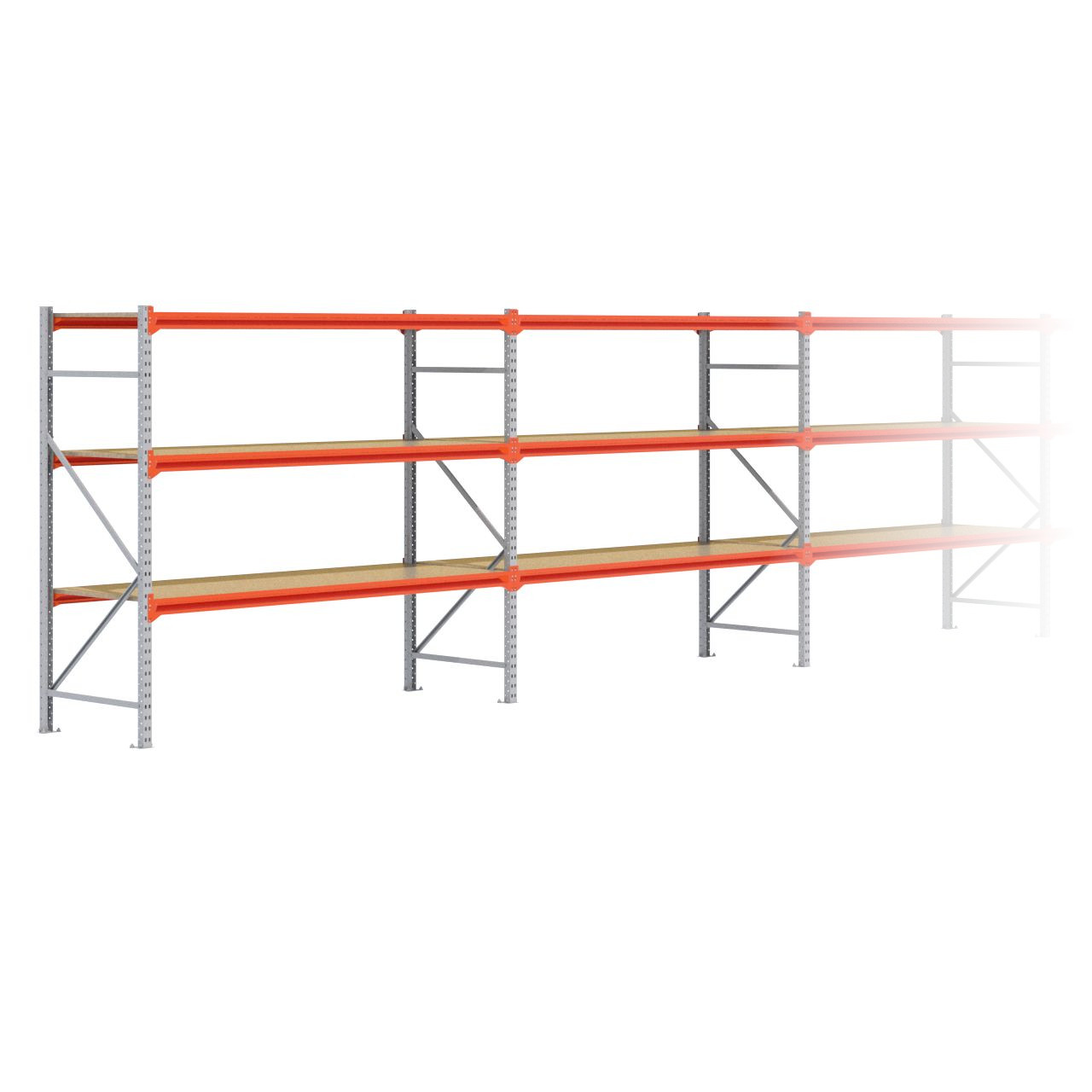 Grootvakstelling 2.000 mm x 11.600 mm x 800 mm (HxLxD) - 3 niveaus GALVA