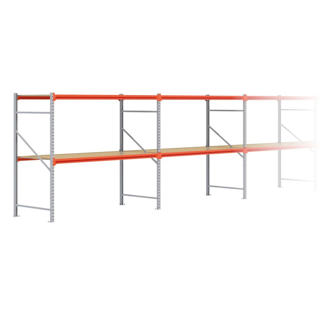 Grootvakstelling 2.000 mm x 16.200 mm x 1.000 mm (HxLxD) - 2 niveaus GALVA