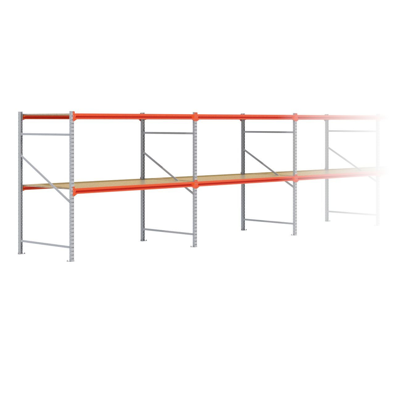 Grootvakstelling 2.000 mm x 16.200 mm x 1.200 mm (HxLxD) - 2 niveaus GALVA