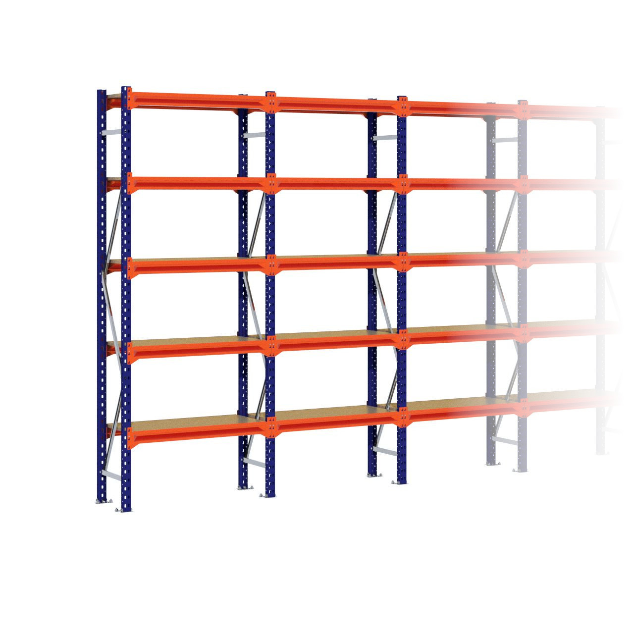 Grootvakstelling 2.500 mm x 3.850 mm x 400 mm (HxLxD) - 5 niveaus