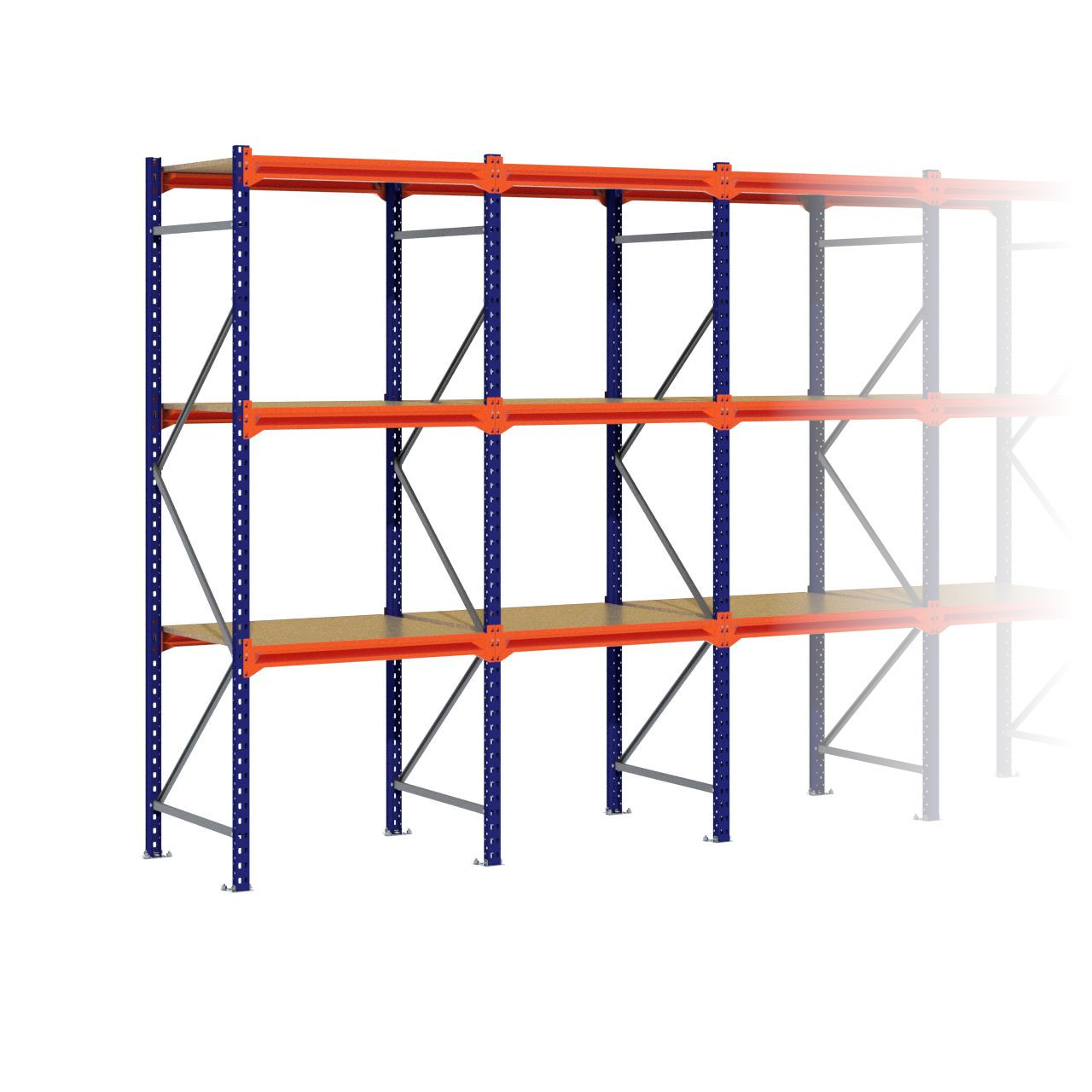 Grootvakstelling 2.500 mm x 4.800 mm x 800 mm (HxLxD) - 3 niveaus