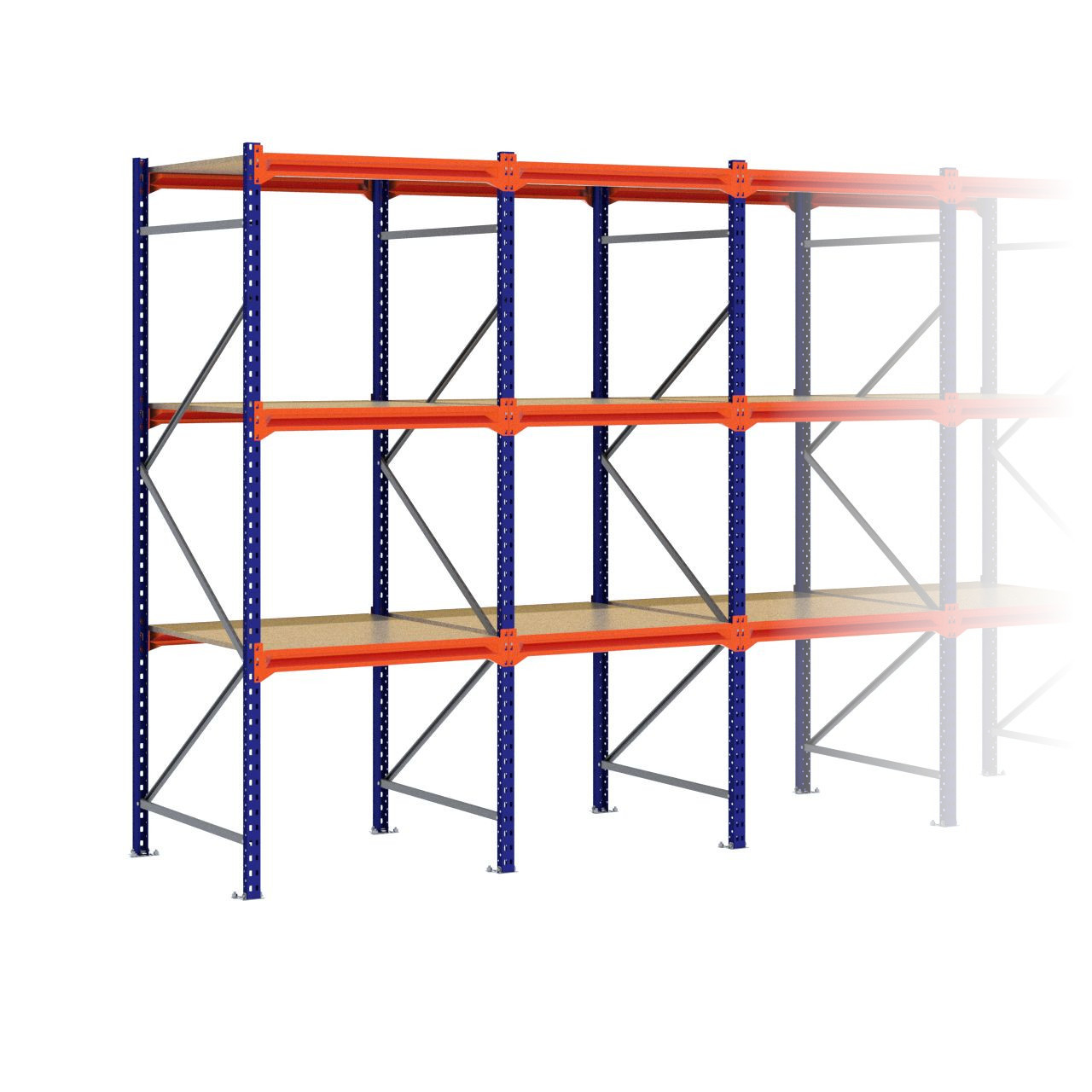 Grootvakstelling 2.500 mm x 4.800 mm x 1.000 mm (HxLxD) - 3 niveaus