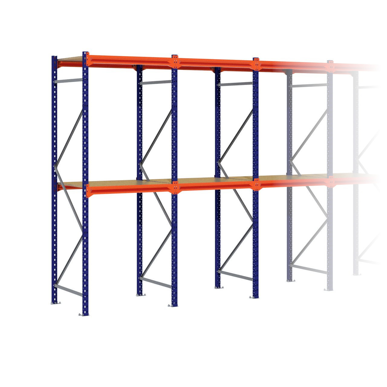 Grootvakstelling 2.500 mm x 6.700 mm x 800 mm (HxLxD) - 2 niveaus