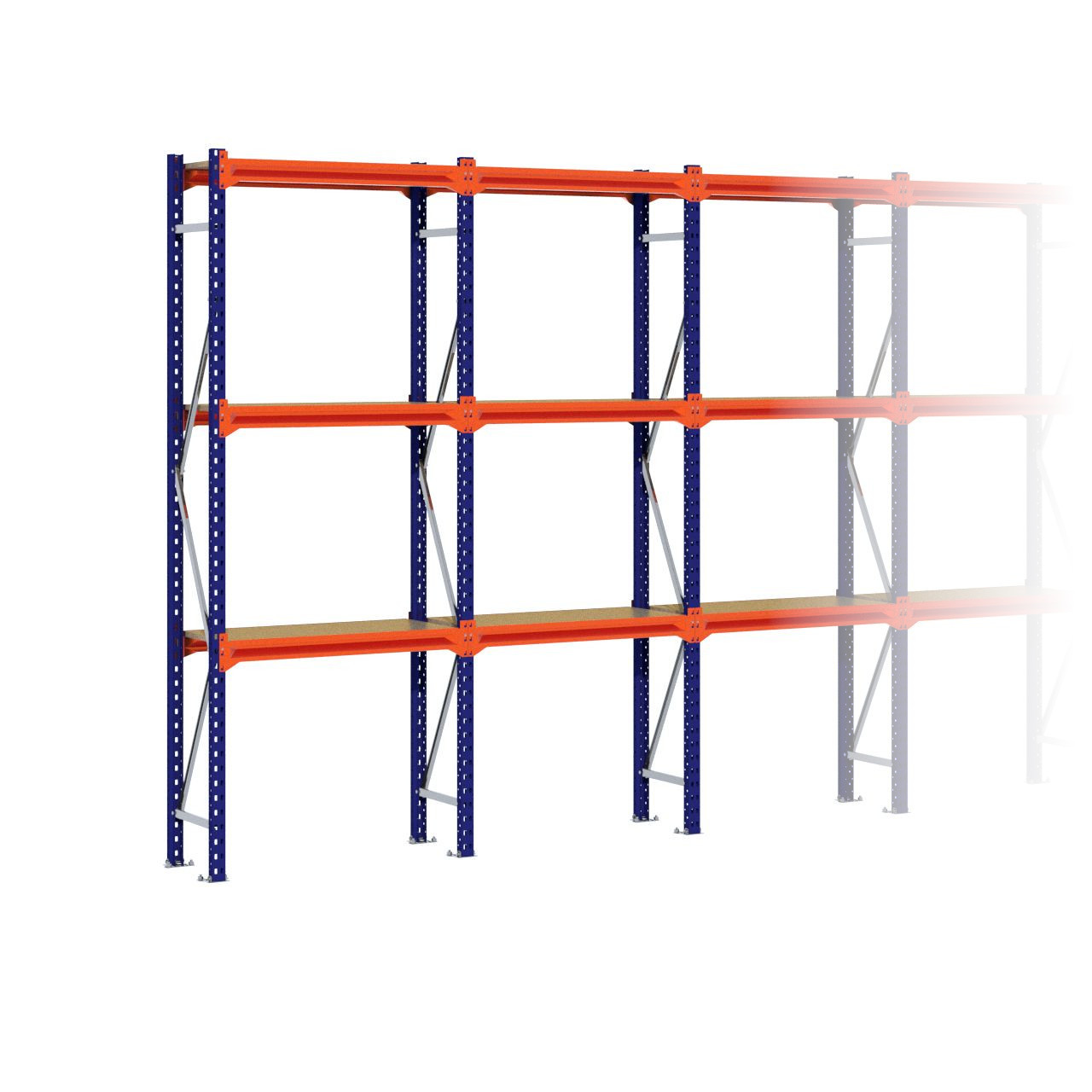 Grootvakstelling 2.500 mm x 7.650 mm x 400 mm (HxLxD) - 3 niveaus