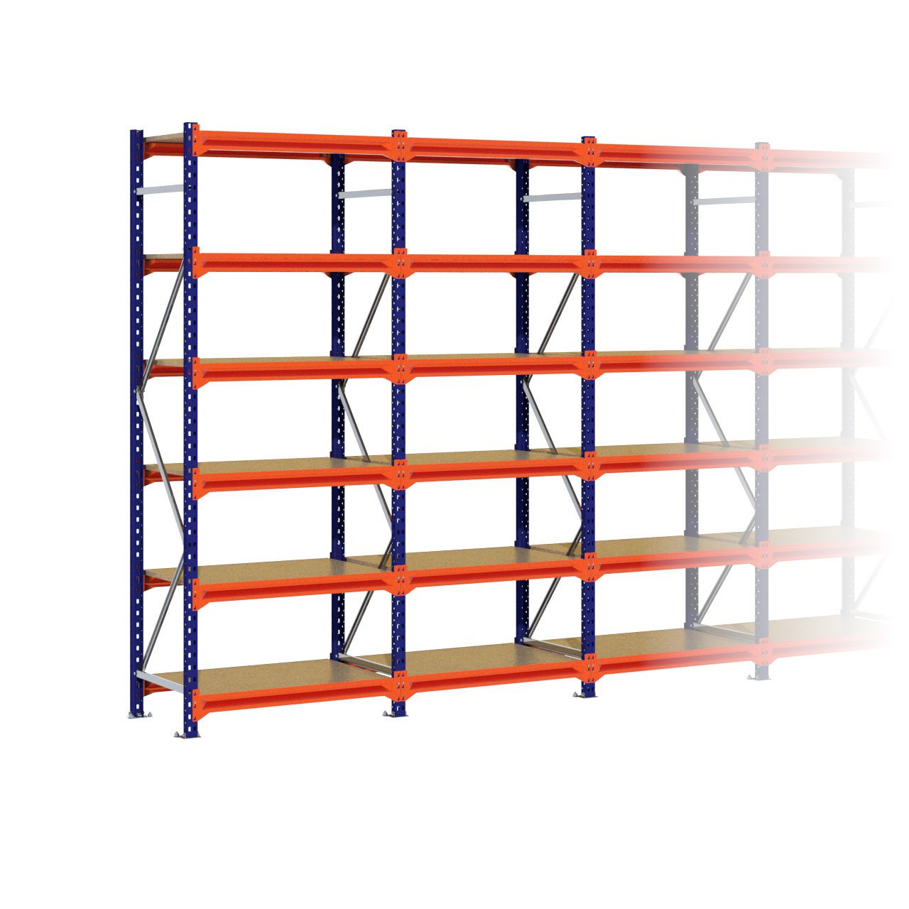 Grootvakstelling 2.500 mm x 7.650 mm x 600 mm (HxLxD) - 6 niveaus