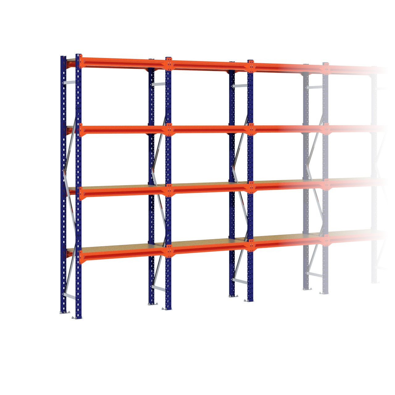 Grootvakstelling 2.500 mm x 8.600 mm x 400 mm (HxLxD) - 4 niveaus