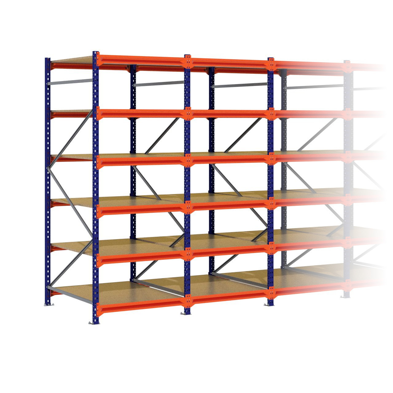 Grootvakstelling 2.500 mm x 8.600 mm x 1.200 mm (HxLxD) - 6 niveaus