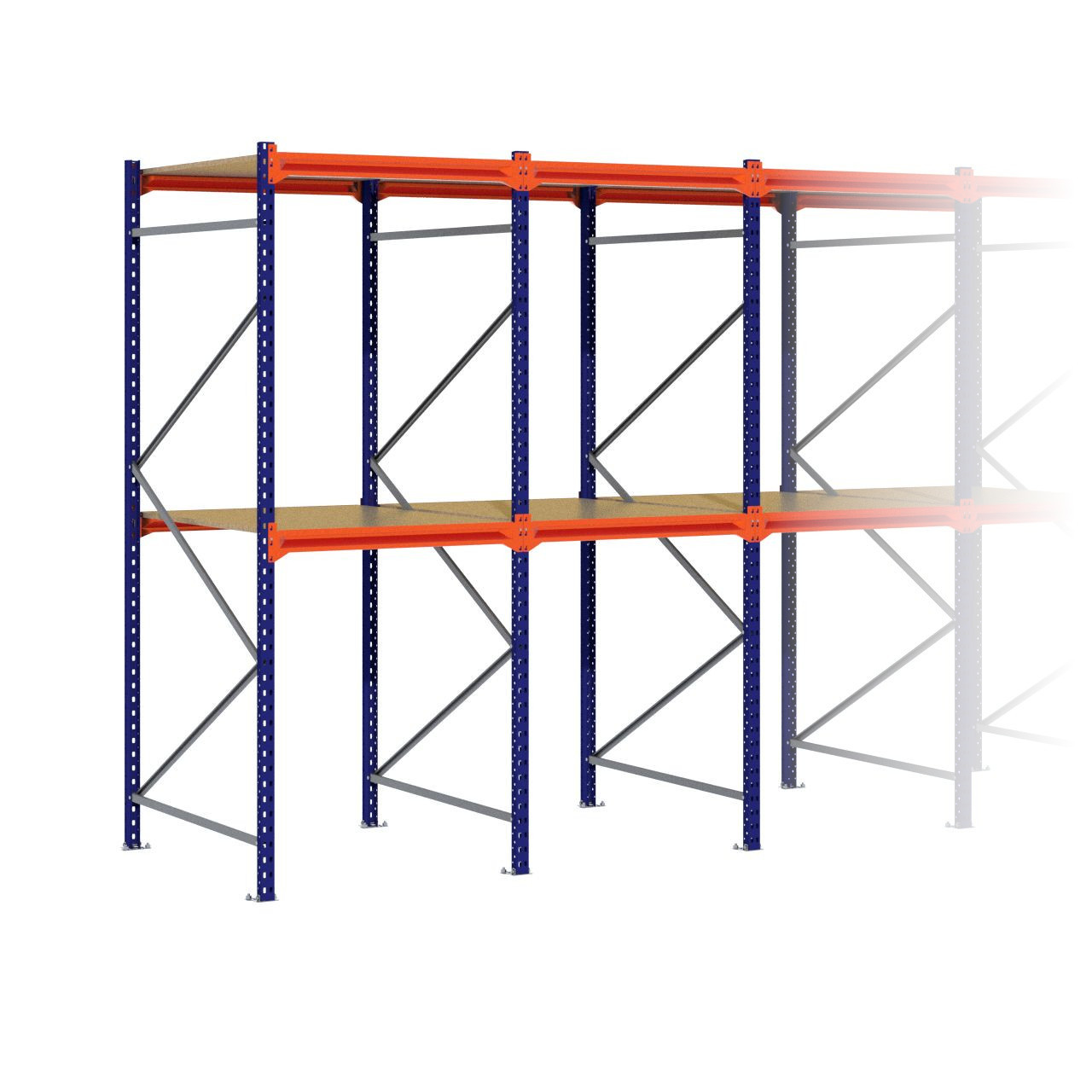 Grootvakstelling 2.500 mm x 8.600 mm x 1.200 mm (HxLxD) - 2 niveaus