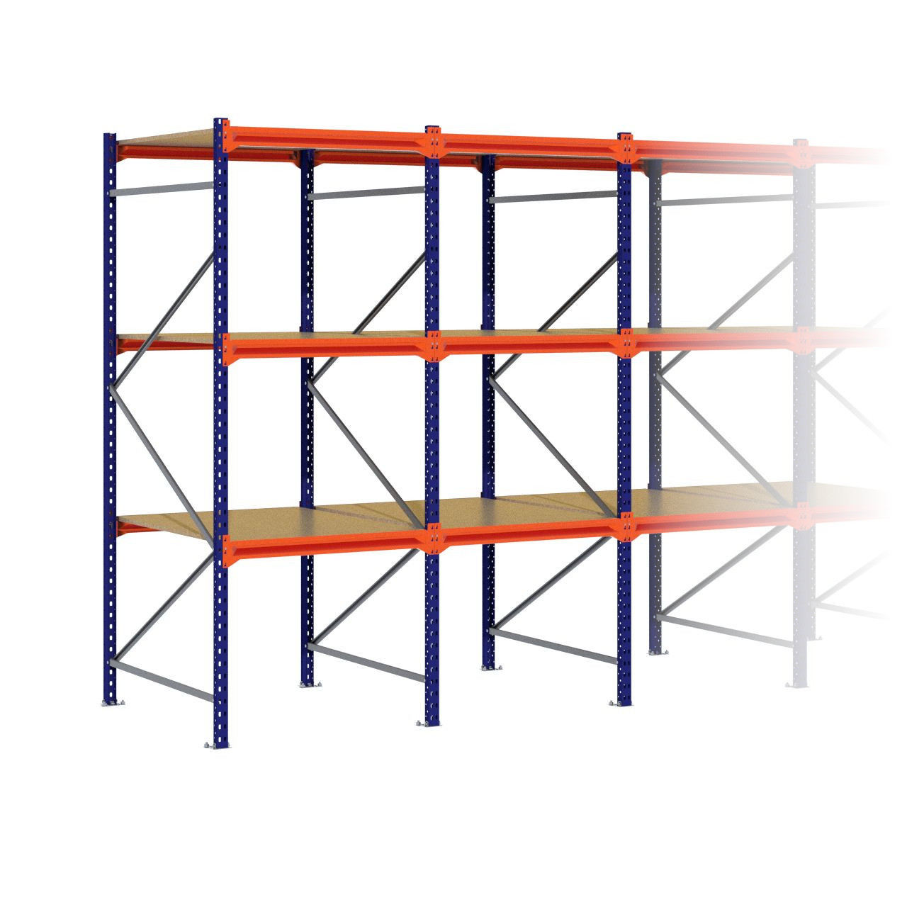 Grootvakstelling 2.500 mm x 9.550 mm x 1.200 mm (HxLxD) - 3 niveaus