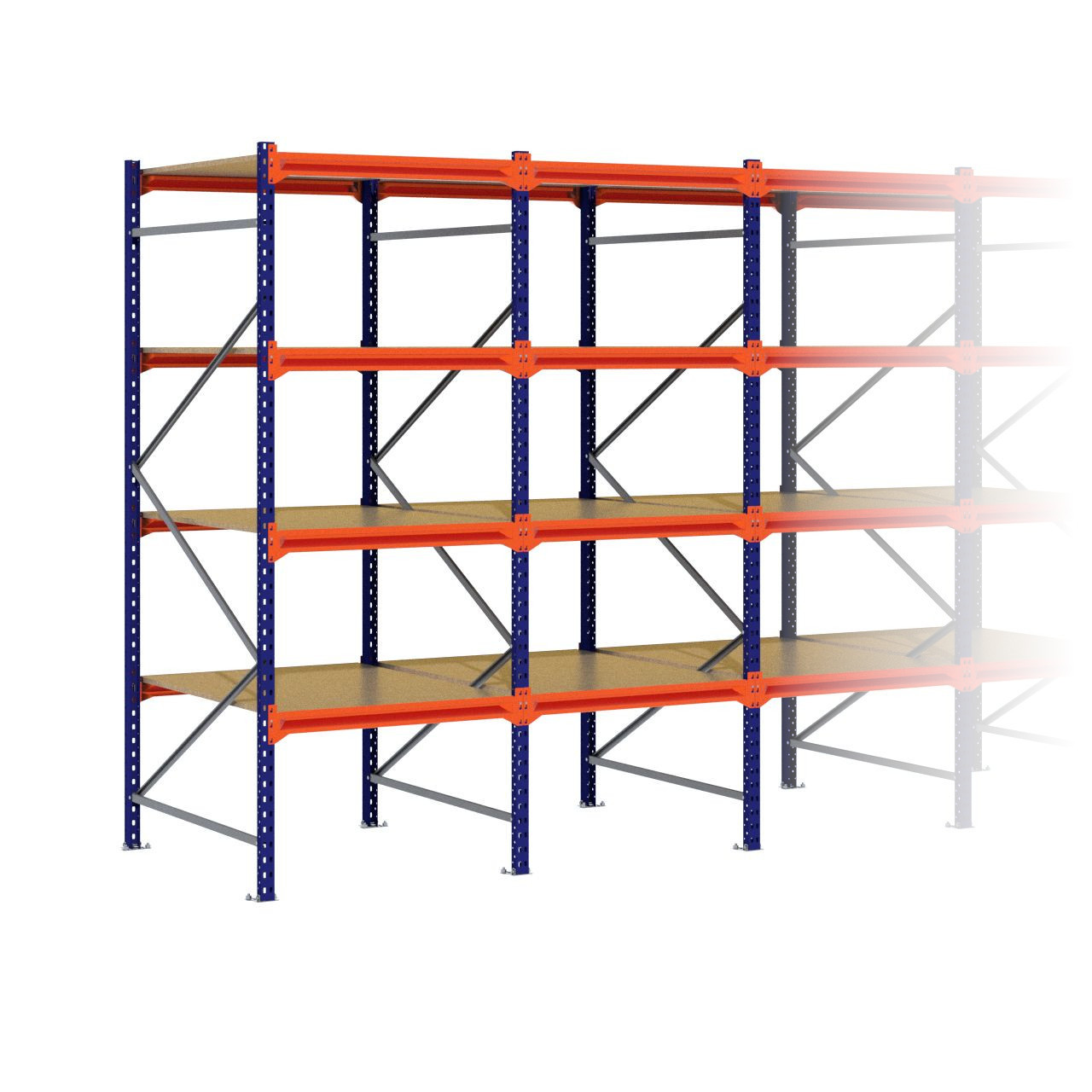 Grootvakstelling 2.500 mm x 9.550 mm x 1.200 mm (HxLxD) - 4 niveaus