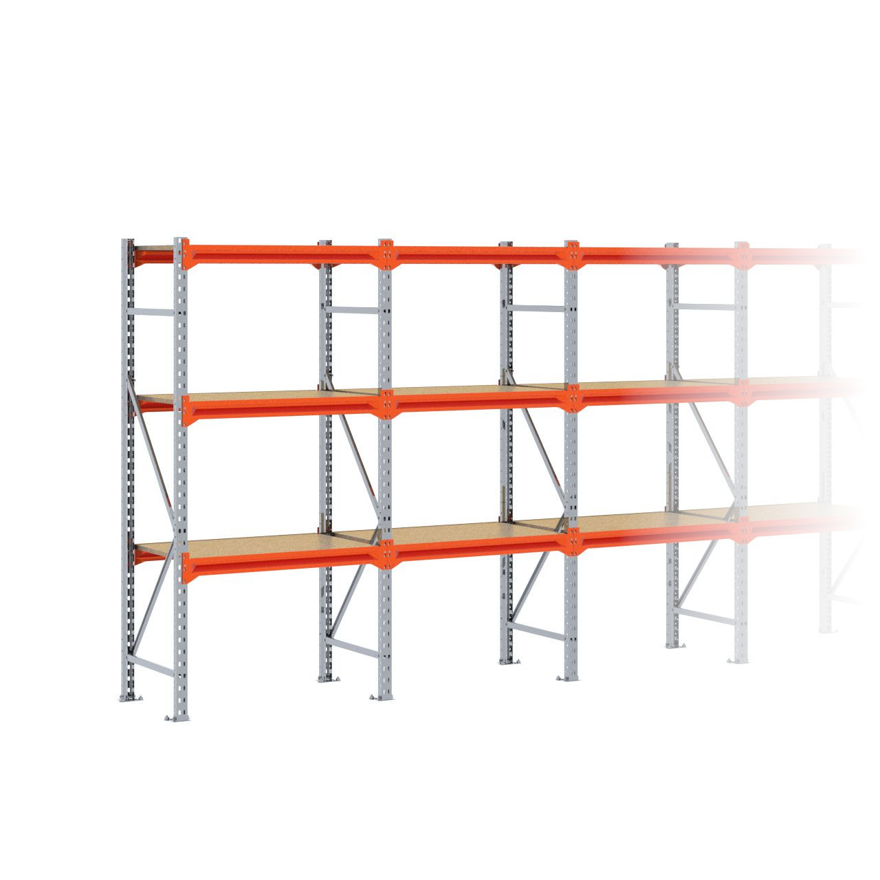 Grootvakstelling 2.000 mm x 5.750 mm x 600 mm (HxLxD) - 3 niveaus GALVA