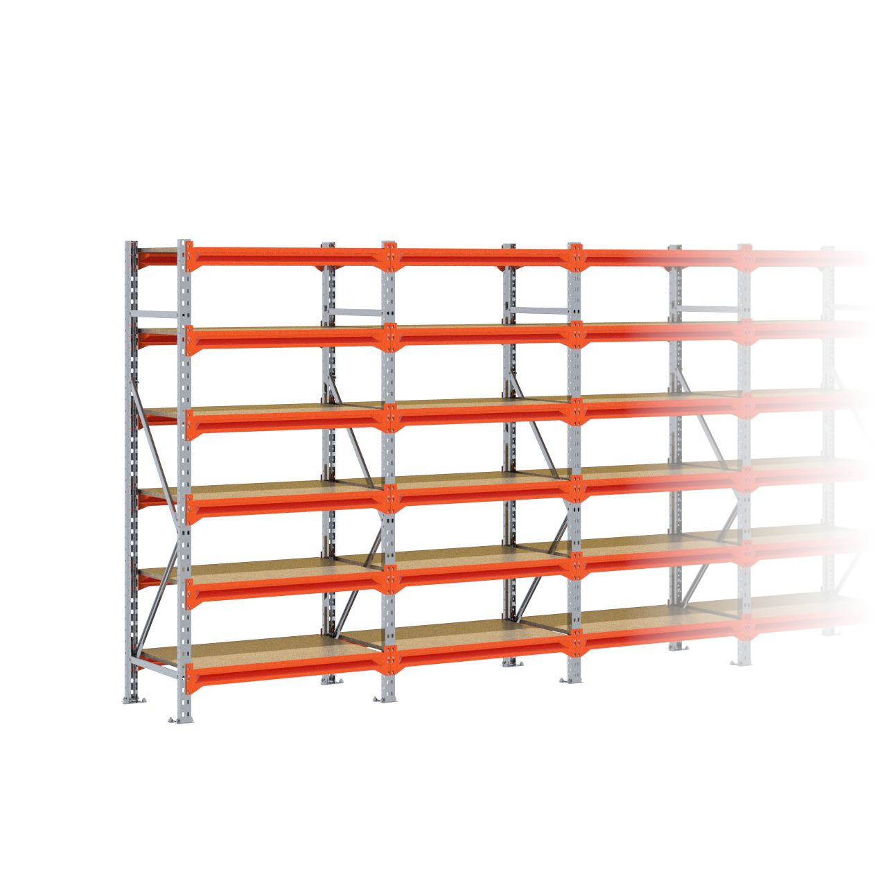 Grootvakstelling 2.000 mm x 5.750 mm x 600 mm (HxLxD) - 6 niveaus GALVA
