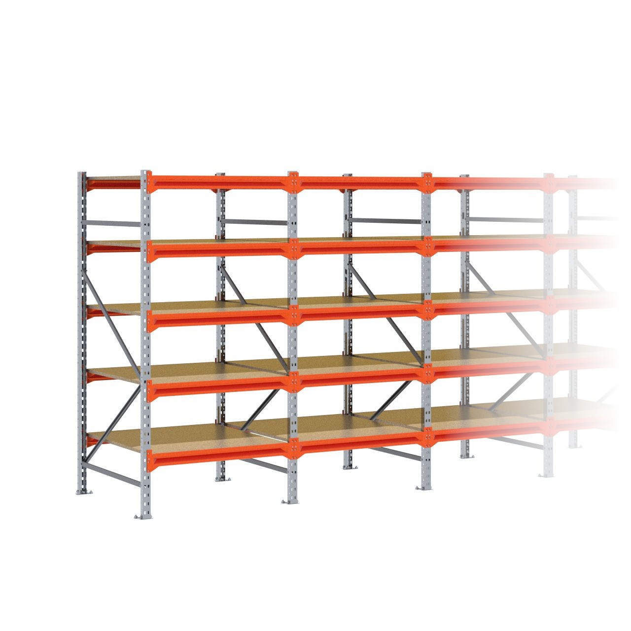 Grootvakstelling 2.000 mm x 5.750 mm x 1.000 mm (HxLxD) - 5 niveaus GALVA