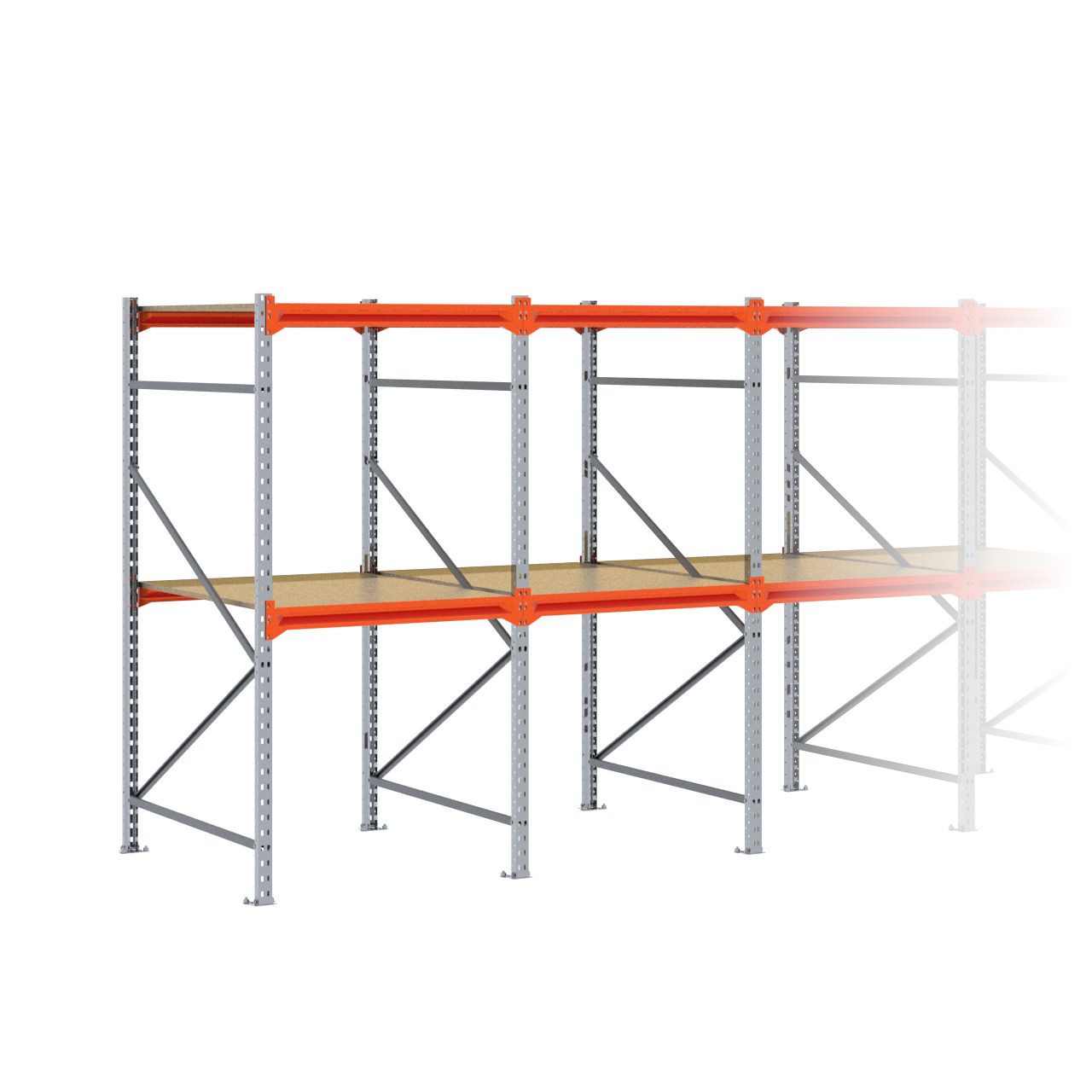 Grootvakstelling 2.000 mm x 6.700 mm x 1.200 mm (HxLxD) - 2 niveaus GALVA