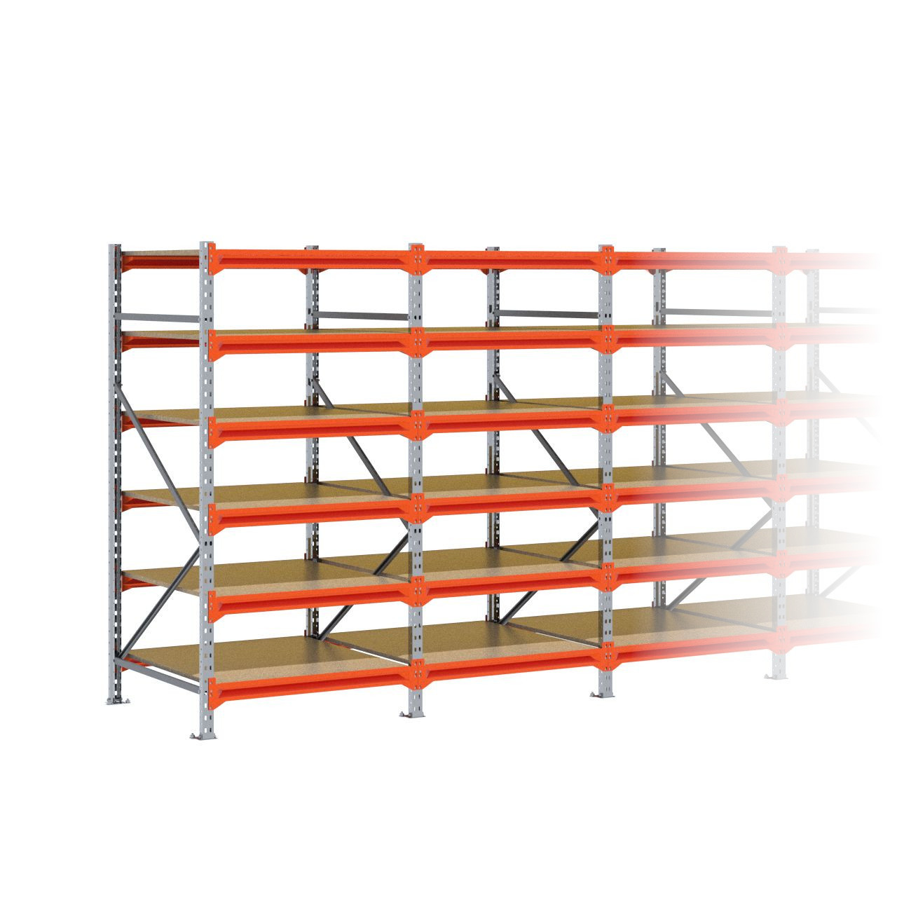 Grootvakstelling 2.000 mm x 7.650 mm x 1.000 mm (HxLxD) - 6 niveaus GALVA