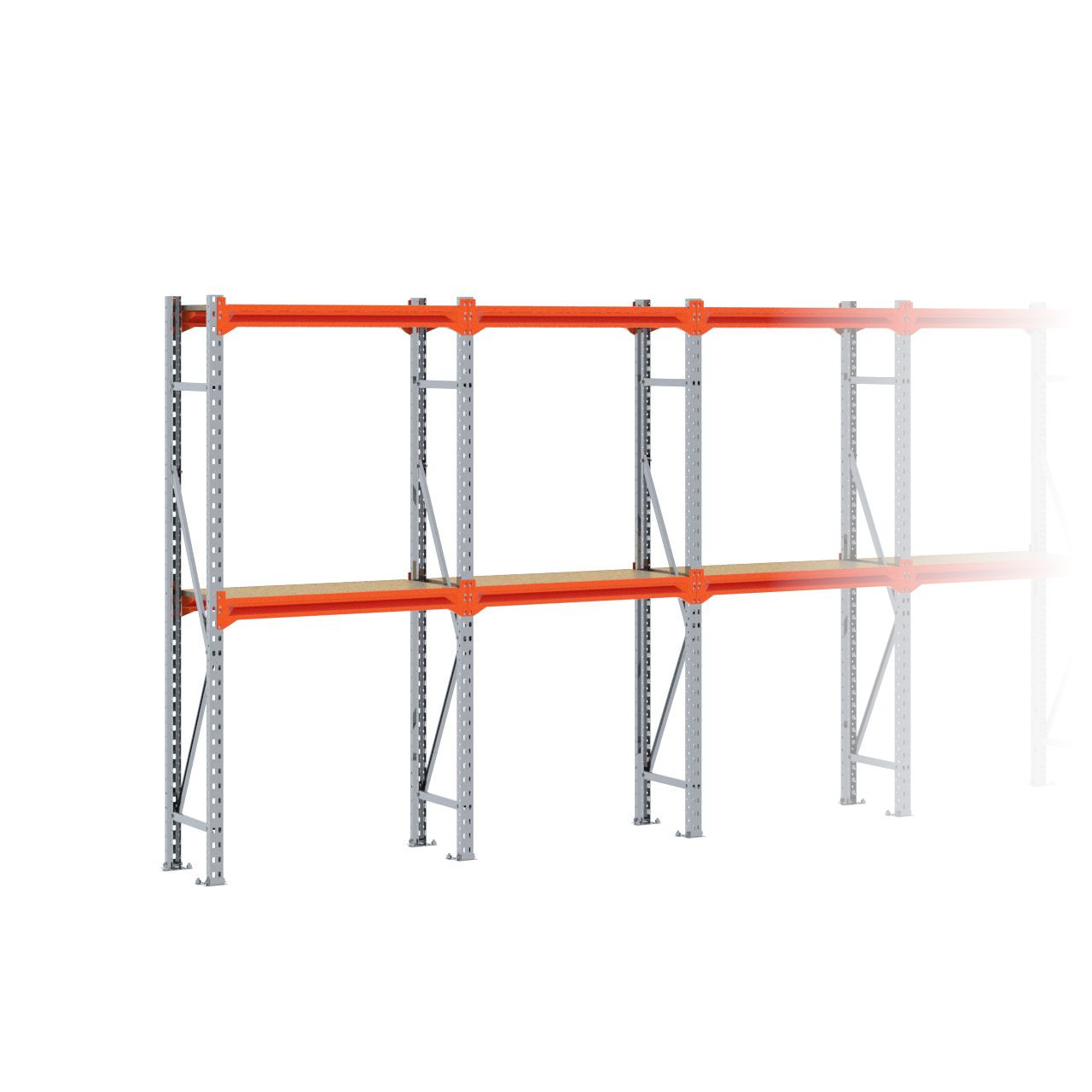 Grootvakstelling 2.000 mm x 8.600 mm x 400 mm (HxLxD) - 2 niveaus GALVA
