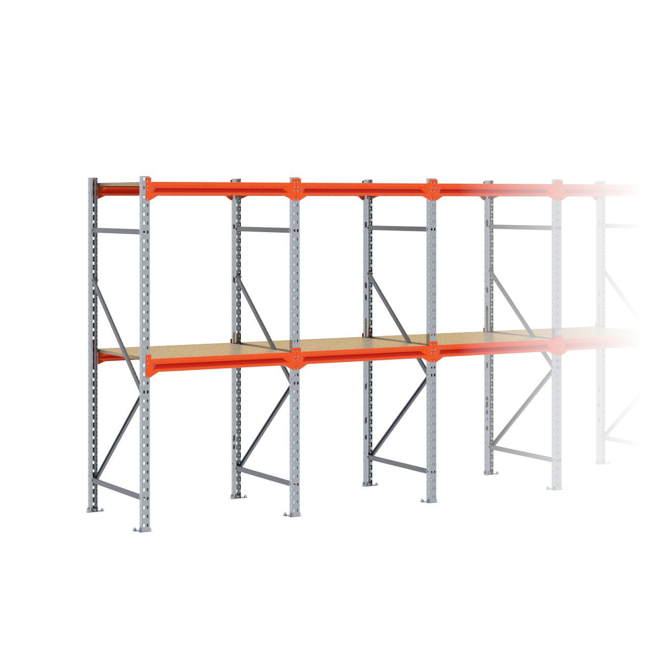 Grootvakstelling 2.000 mm x 8.600 mm x 800 mm (HxLxD) - 2 niveaus GALVA