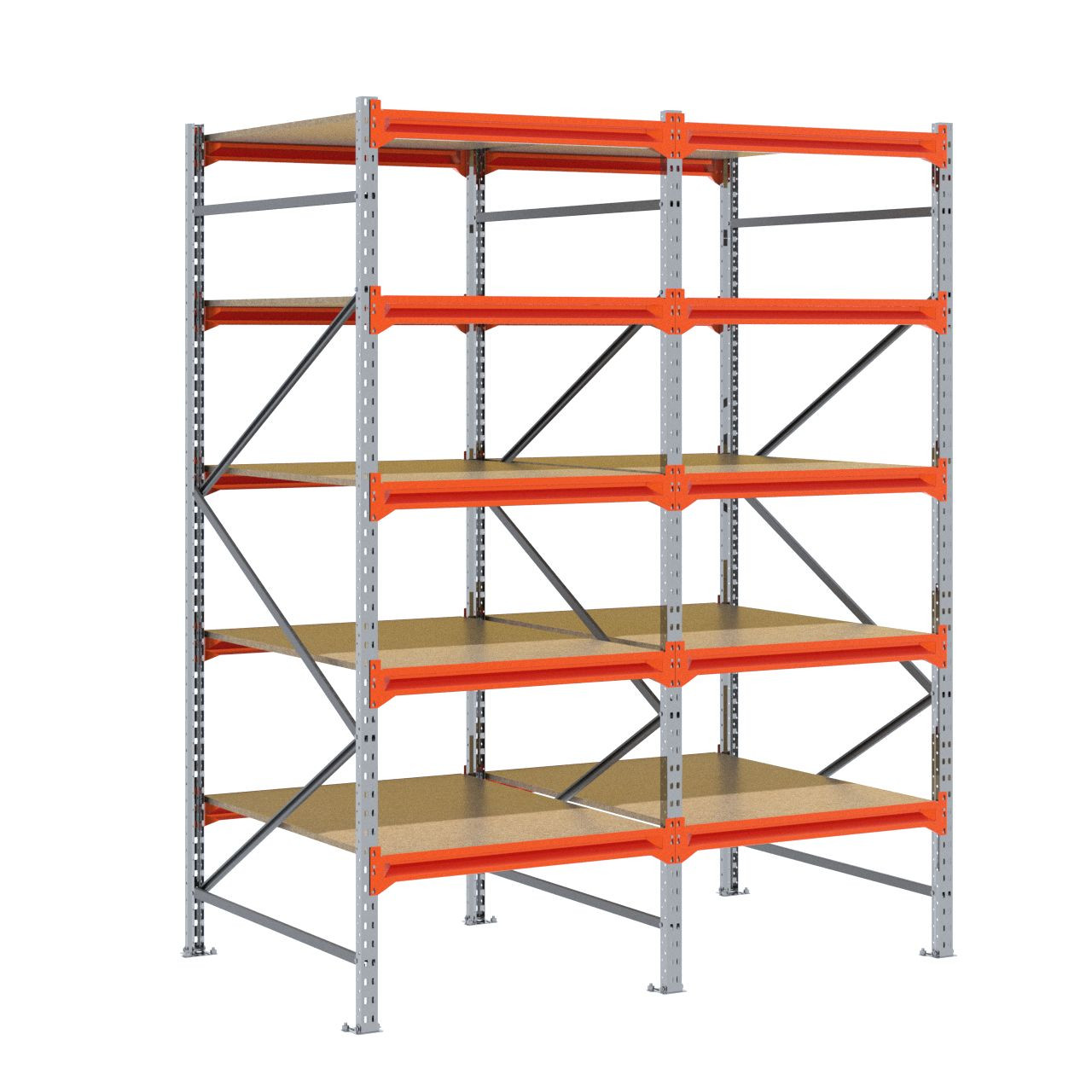 Grootvakstelling 2.500 mm x 1.950 mm x 1.200 mm (HxLxD) - 5 niveaus GALVA