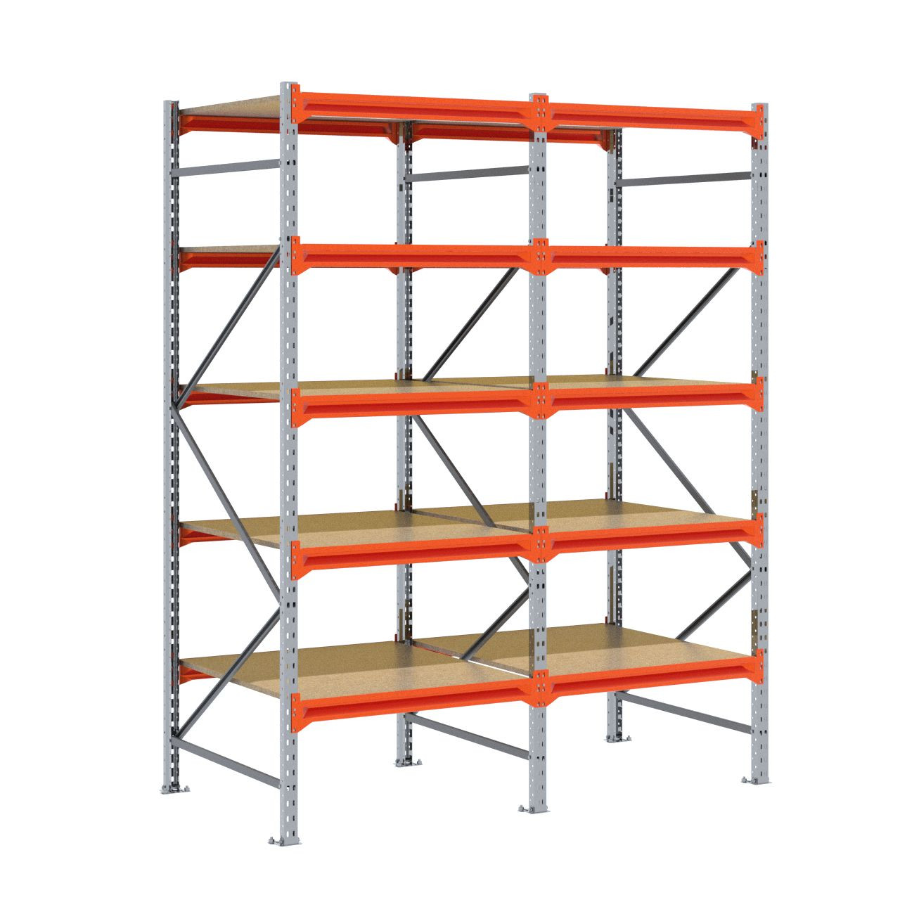Grootvakstelling 2.500 mm x 1.950 mm x 1.000 mm (HxLxD) - 5 niveaus GALVA