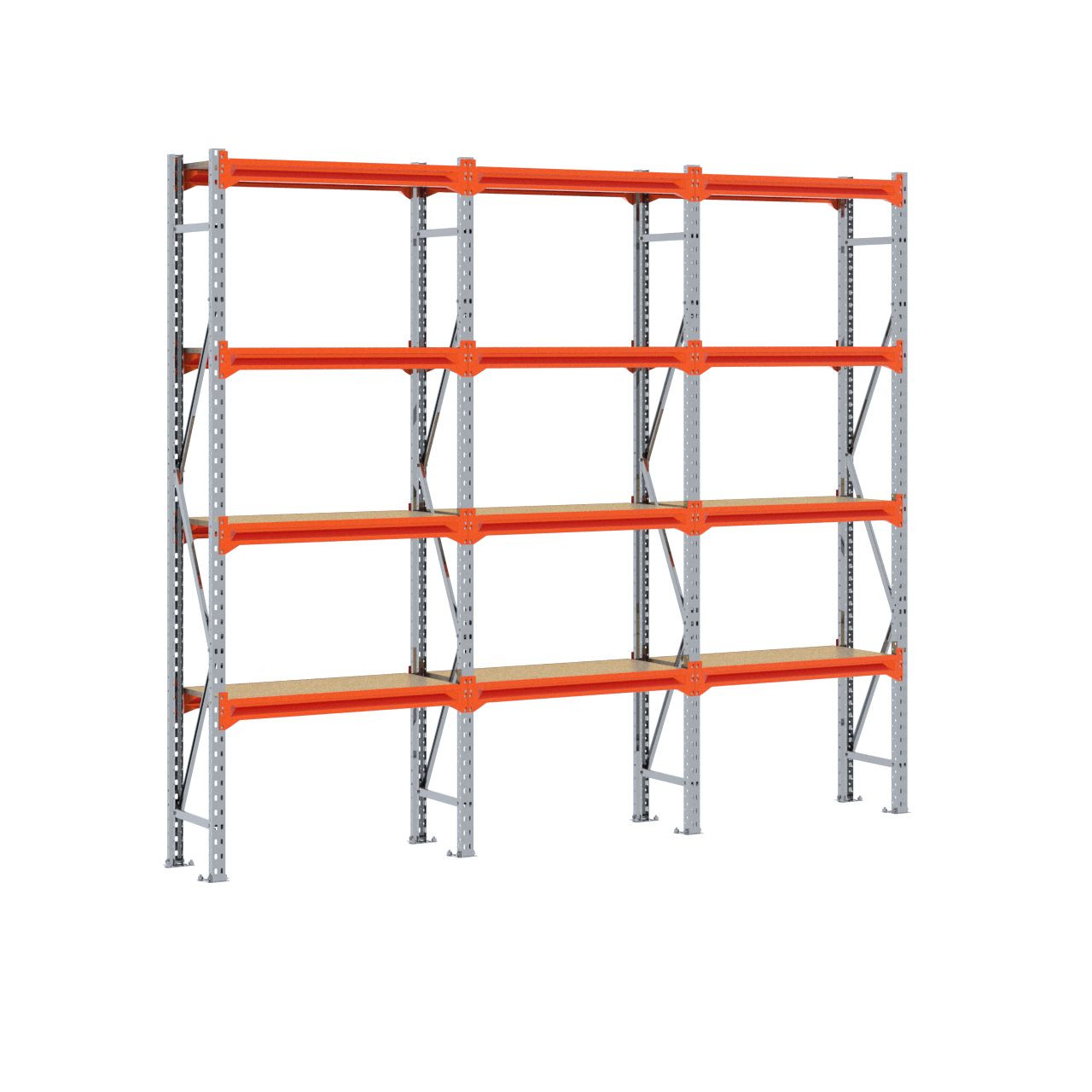 Grootvakstelling 2.500 mm x 3.000 mm x 400 mm (HxLxD) - 4 niveaus GALVA