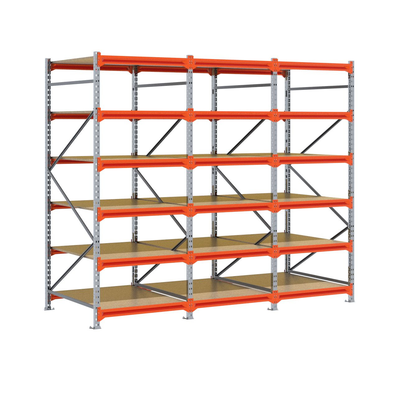 Grootvakstelling 2.500 mm x 3.000 mm x 1.200 mm (HxLxD) - 6 niveaus GALVA
