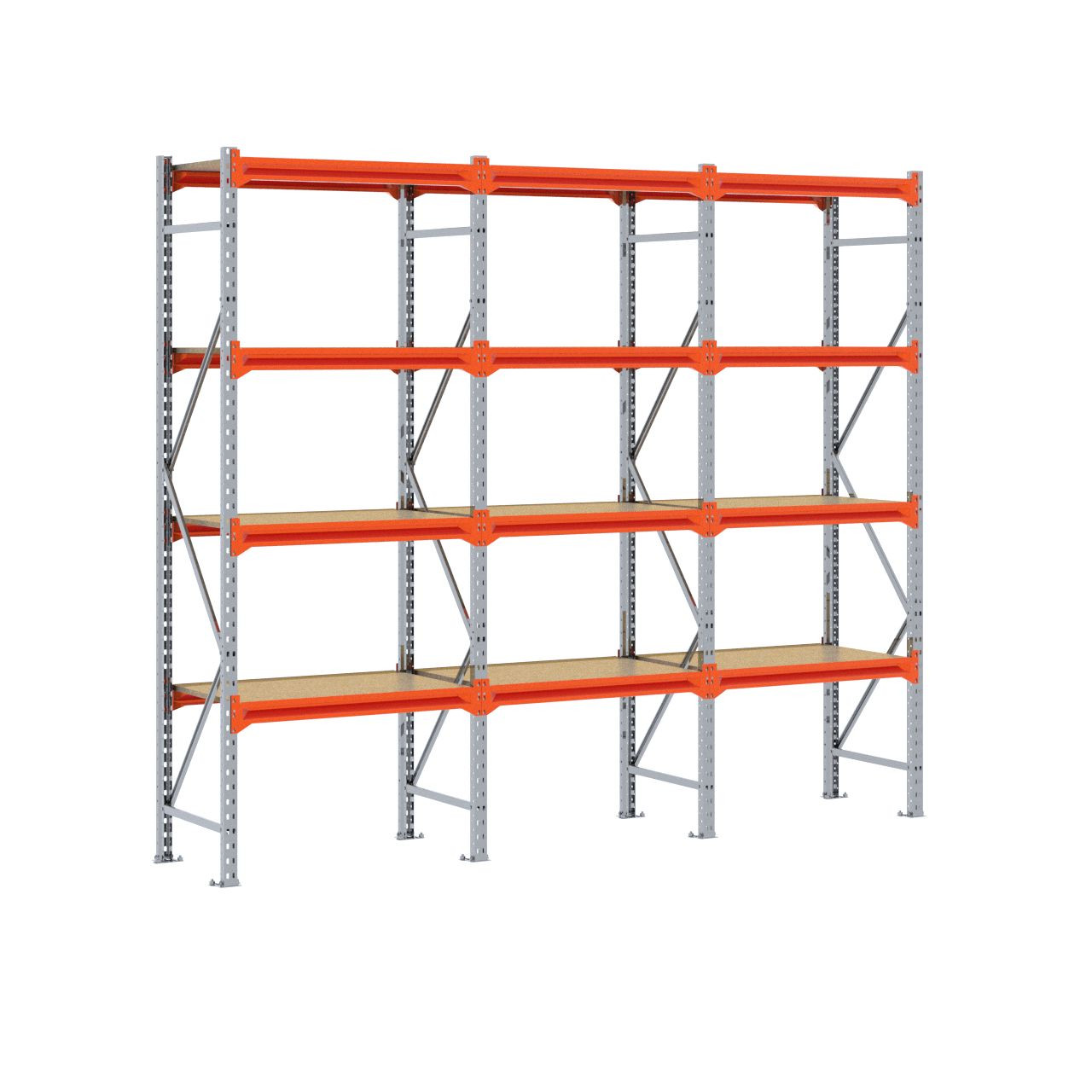 Grootvakstelling 2.500 mm x 3.000 mm x 600 mm (HxLxD) - 4 niveaus GALVA