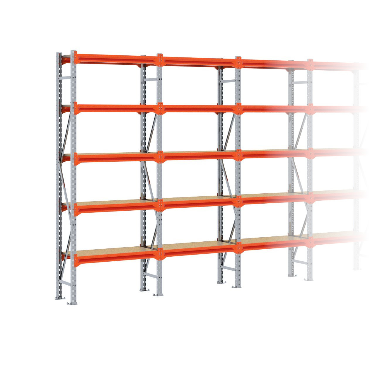 Grootvakstelling 2.500 mm x 3.850 mm x 400 mm (HxLxD) - 5 niveaus GALVA