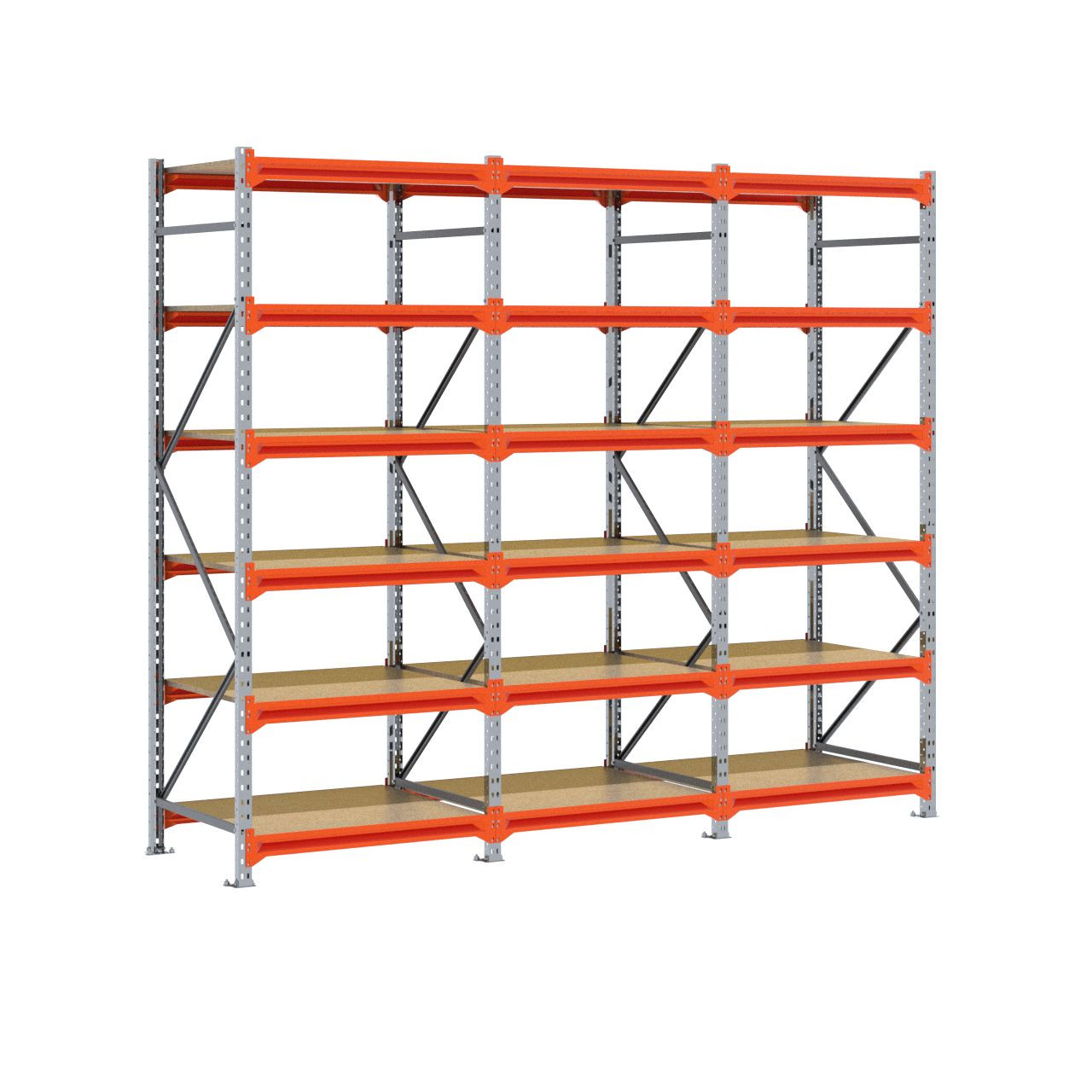 Grootvakstelling 2.500 mm x 3.000 mm x 800 mm (HxLxD) - 6 niveaus GALVA