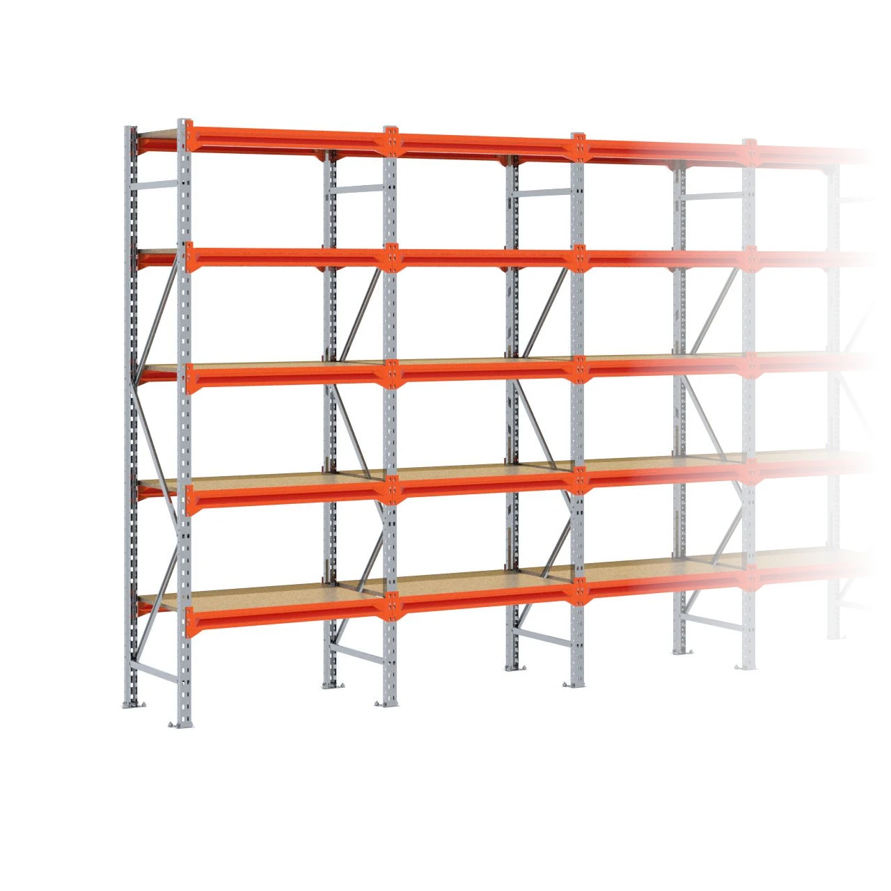 Grootvakstelling 2.500 mm x 4.800 mm x 600 mm (HxLxD) - 5 niveaus GALVA