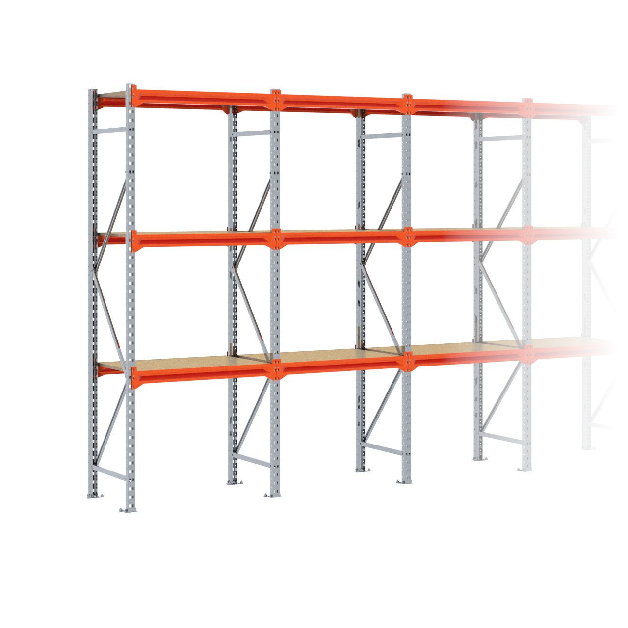 Grootvakstelling 2.500 mm x 5.750 mm x 600 mm (HxLxD) - 3 niveaus GALVA