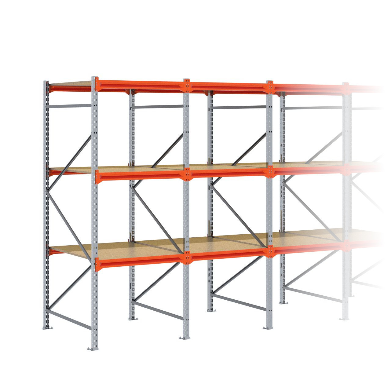 Grootvakstelling 2.500 mm x 5.750 mm x 1.200 mm (HxLxD) - 3 niveaus GALVA